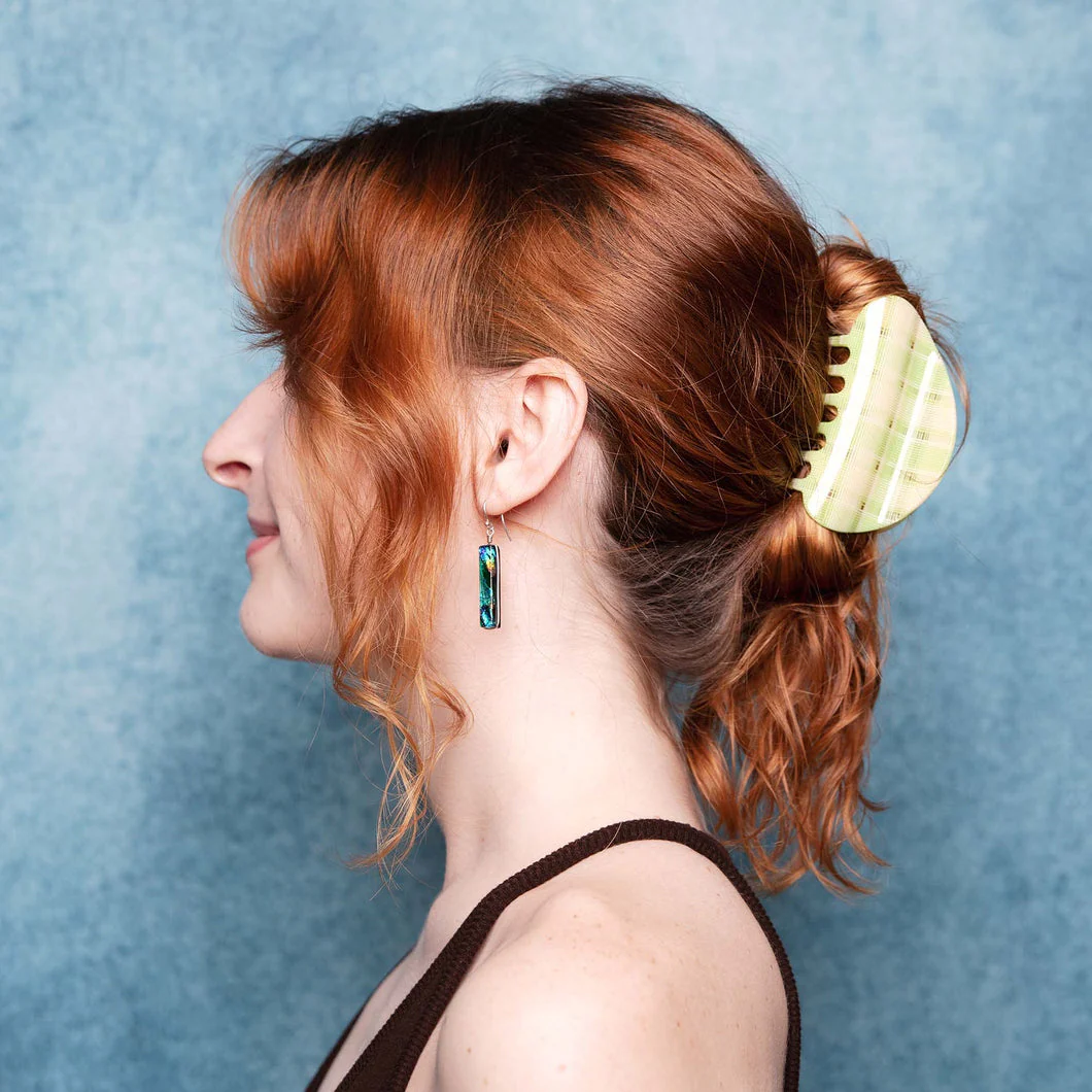 Suki Claw - Lime + Cream Plaid - Image 3