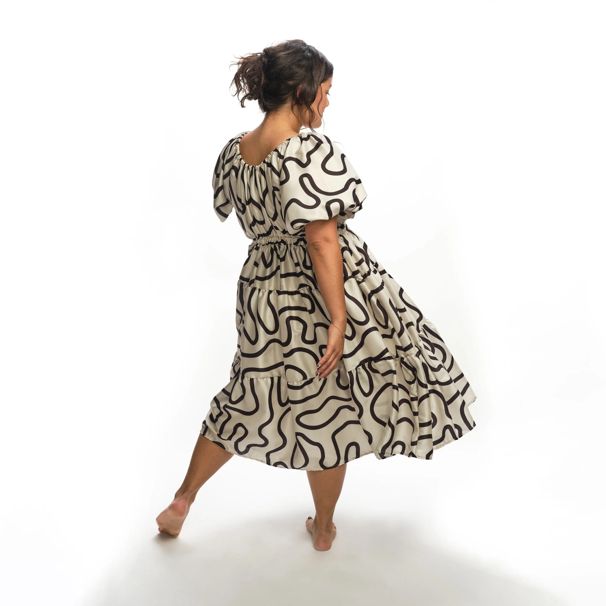 Suzy Dress - Black/Ivory Squiggle - Image 2