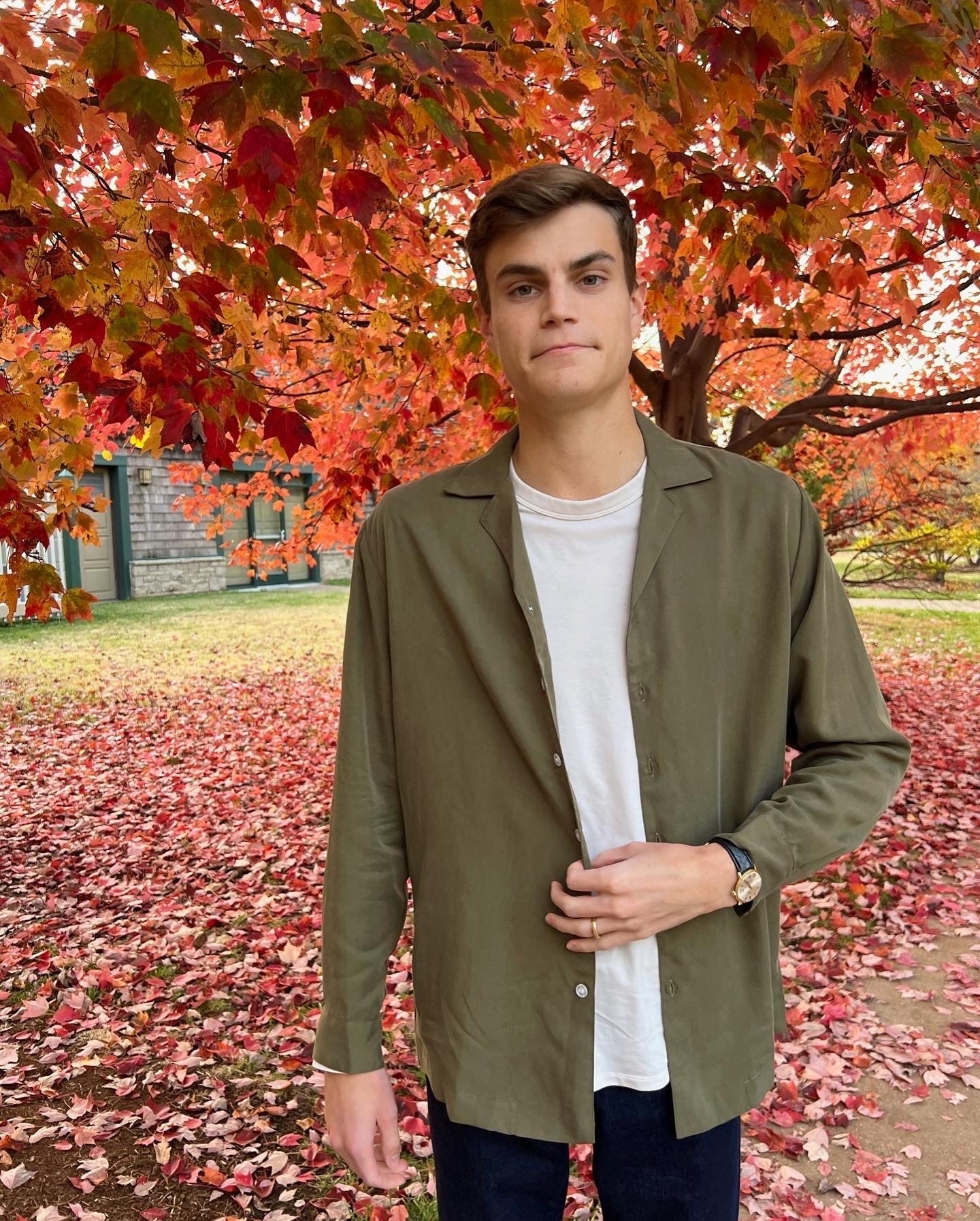 Tencel Notch Collar Shirt in Canteen - Image 5