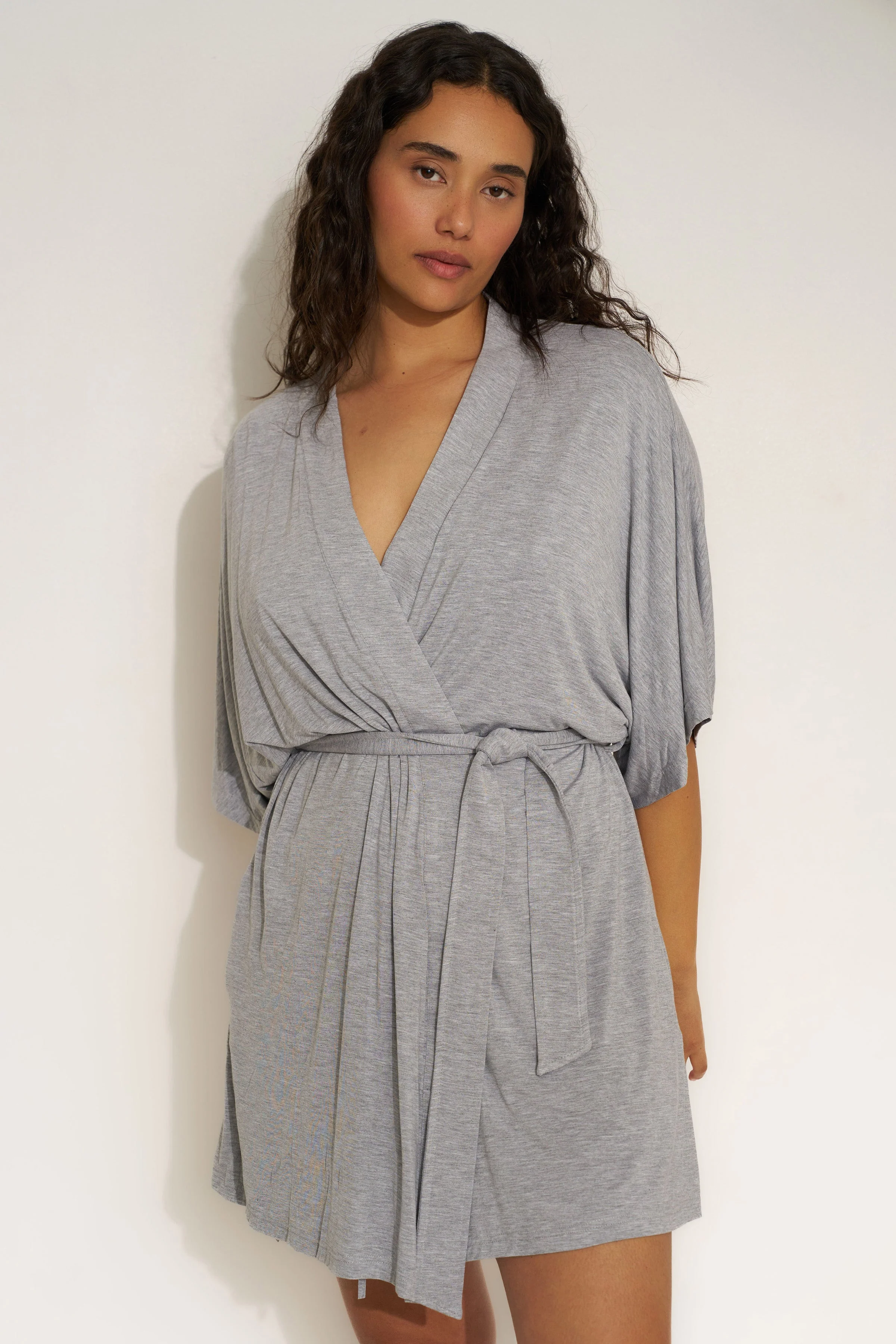 The Jersey Short Robe - Heather Grey - Image 8