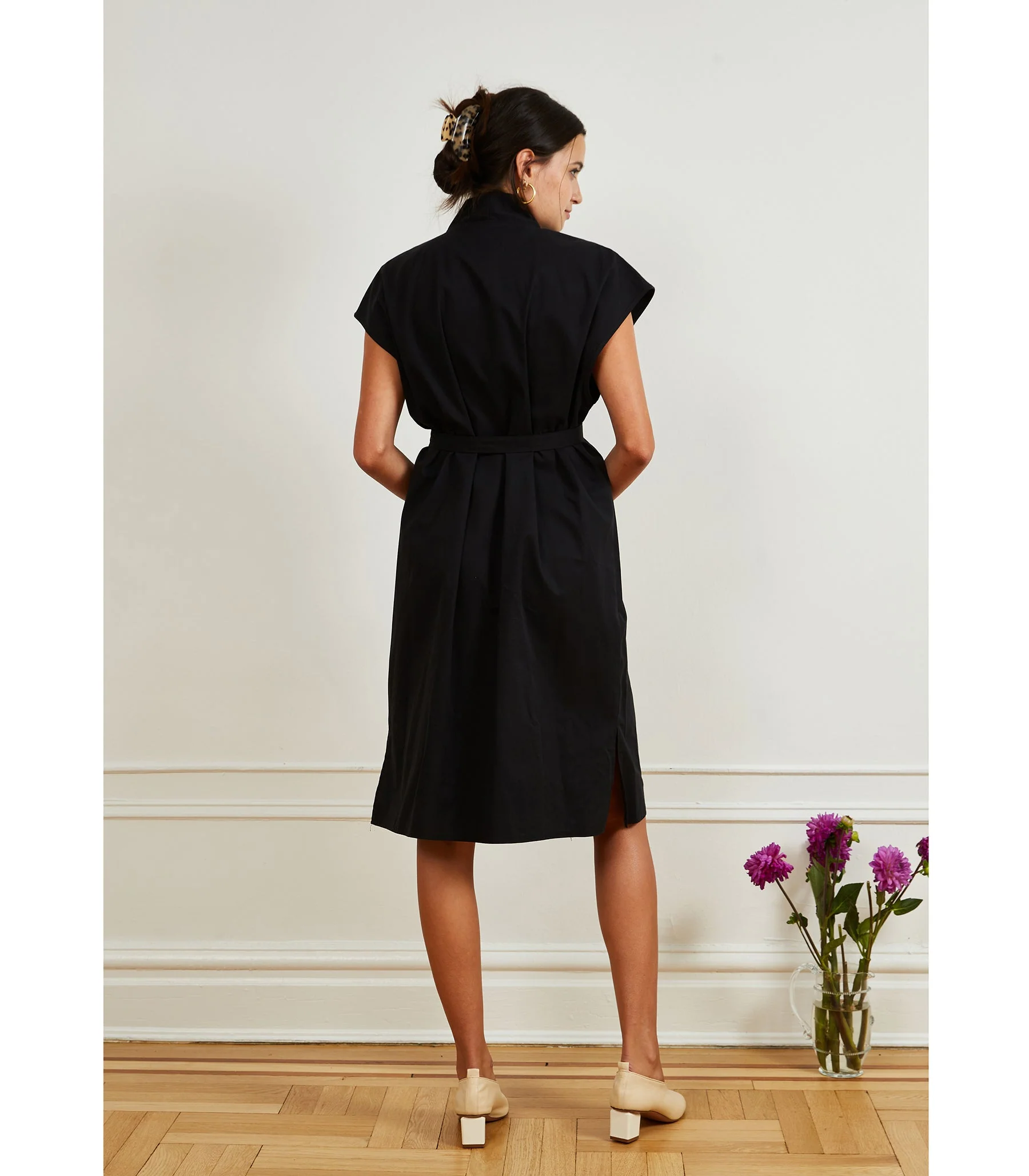 Tina Short Sleeved Shirt Dress - Black - Image 3