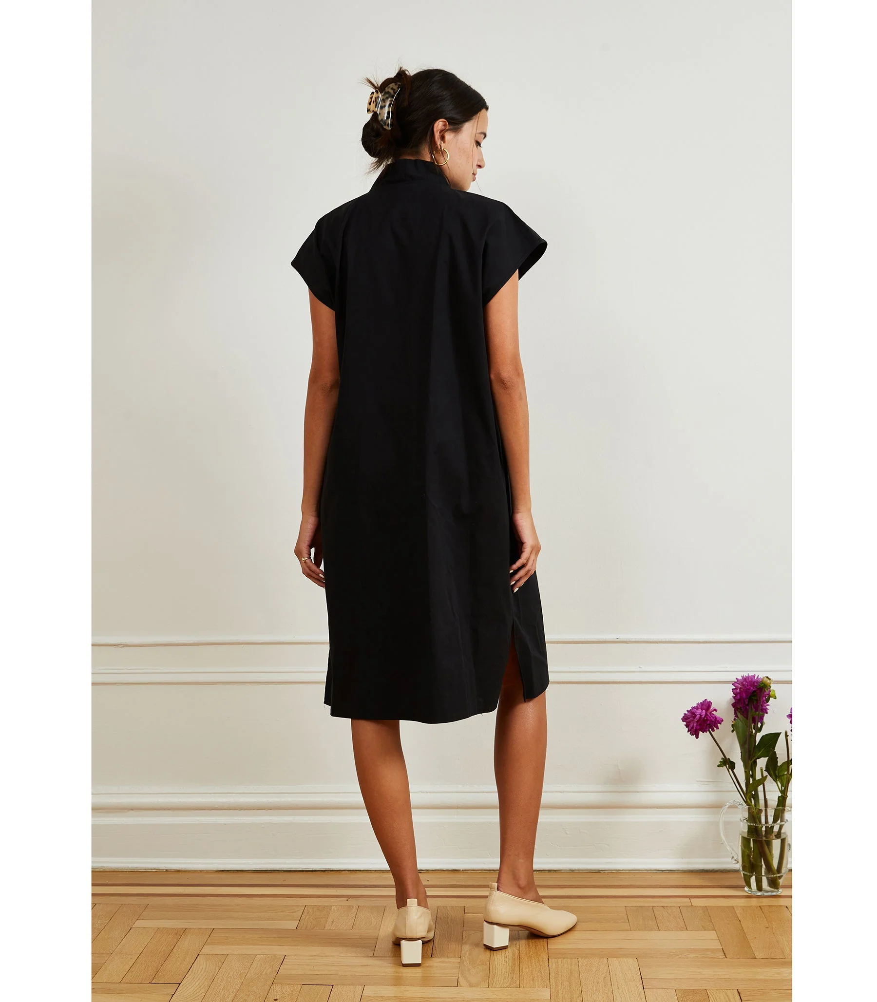 Tina Short Sleeved Shirt Dress - Black - Image 4