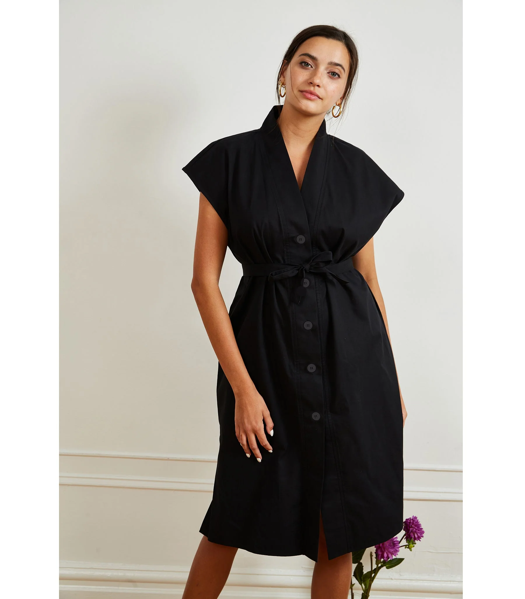 Tina Short Sleeved Shirt Dress - Black - Image 5
