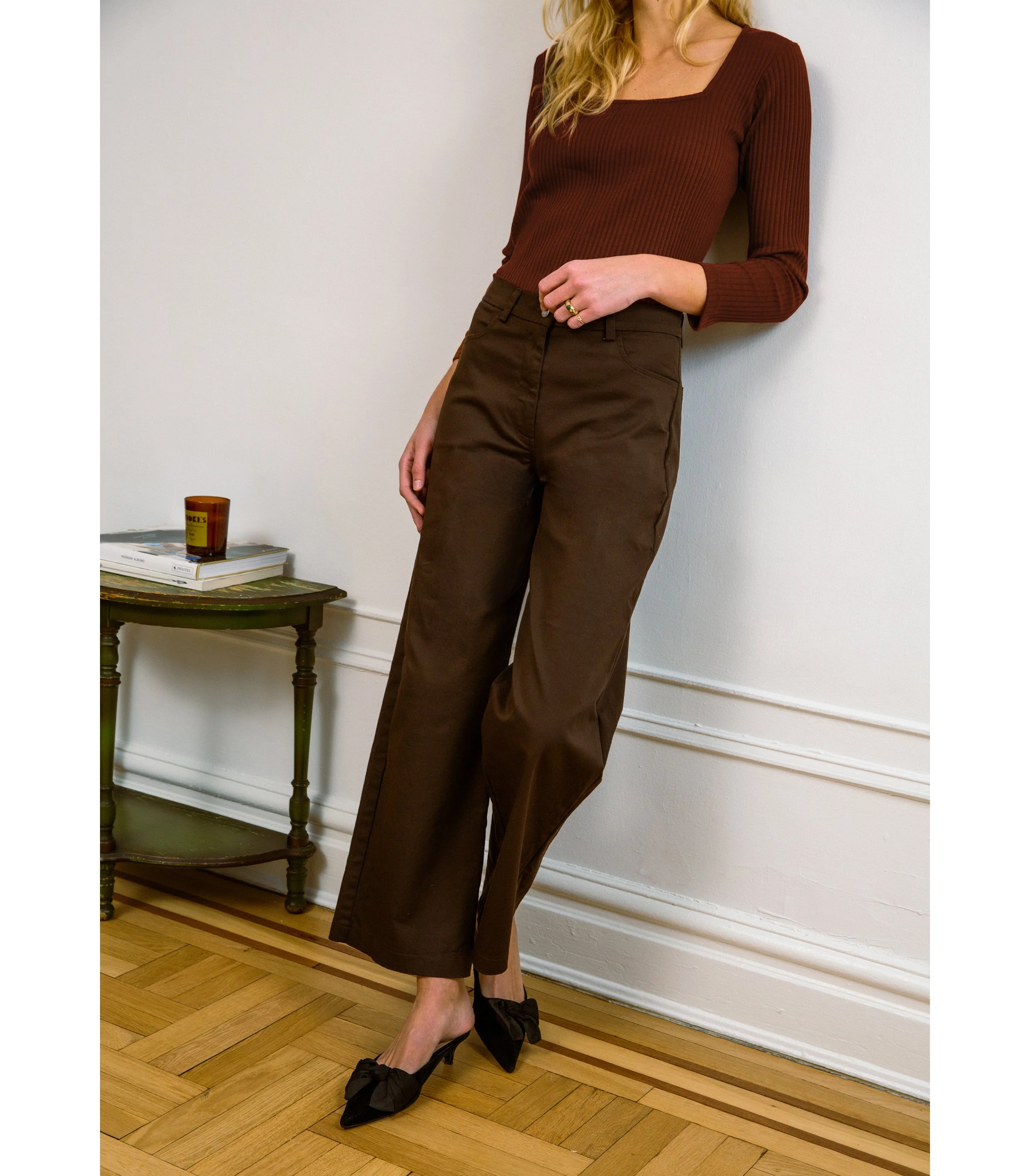 Toni Wide Ankle Pants - Brown - Image 3