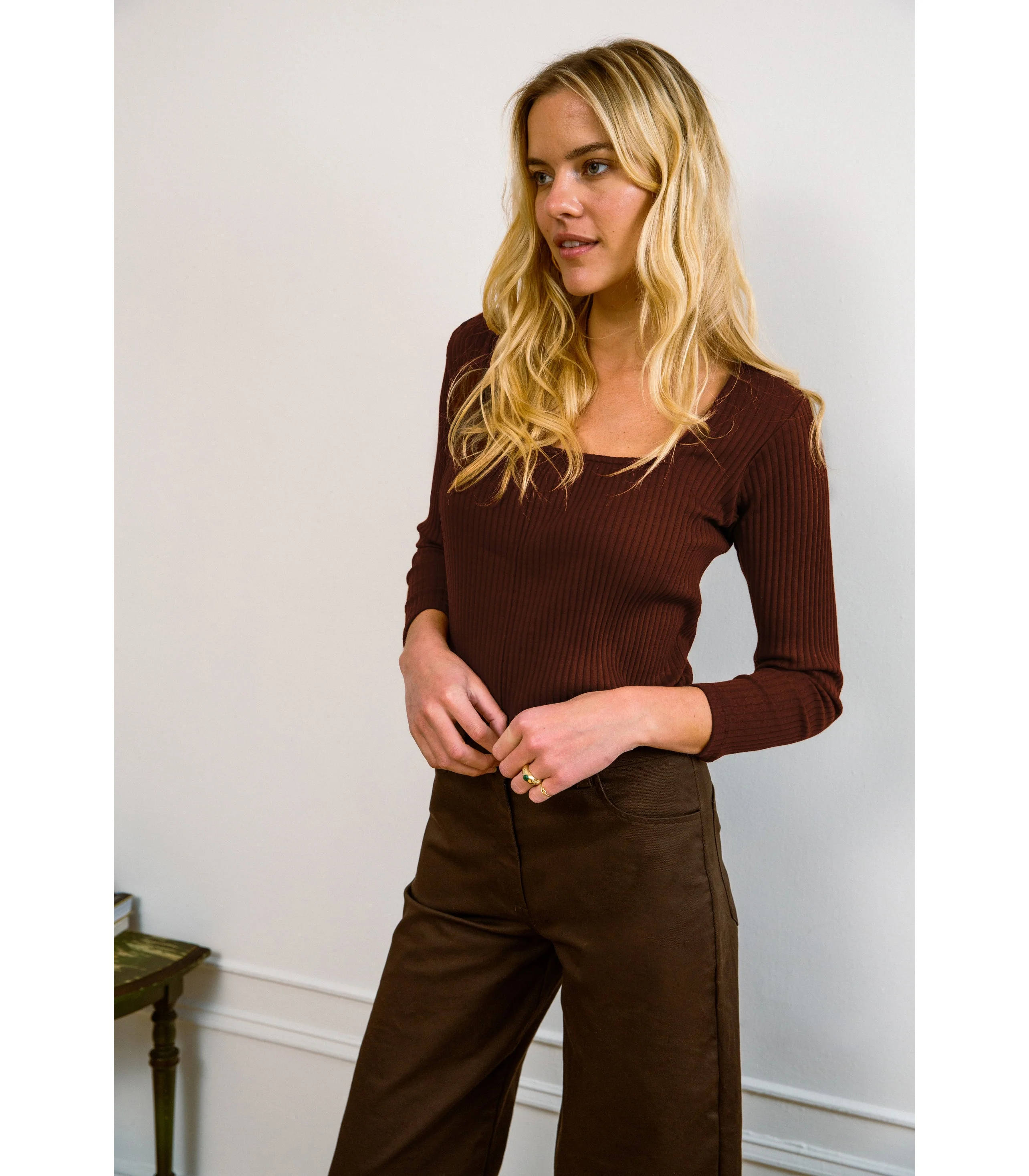 Toni Wide Ankle Pants - Brown - Image 4