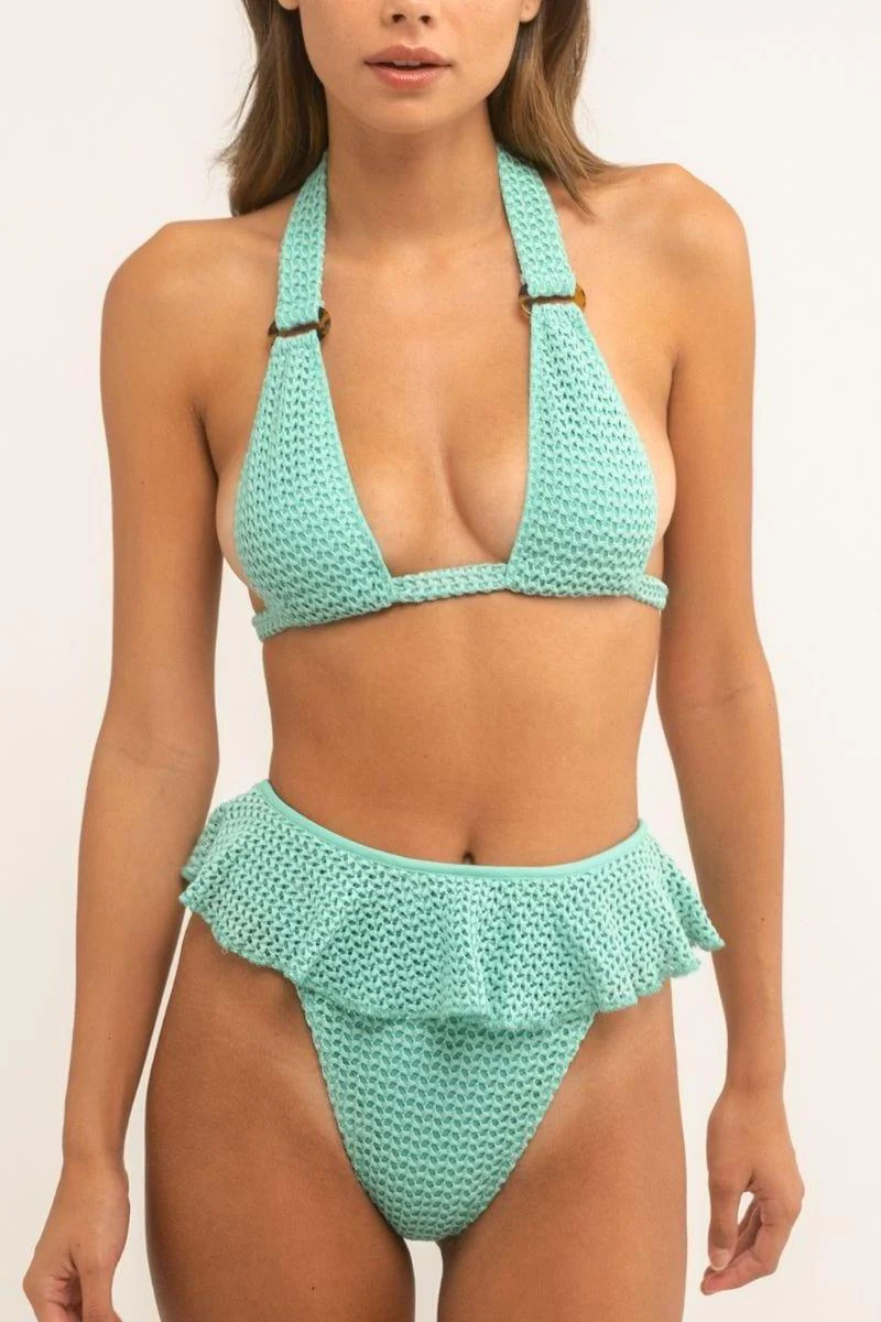 Turquoise Crochet Tamarindo Ruffle Bikini Bottom - Image 5