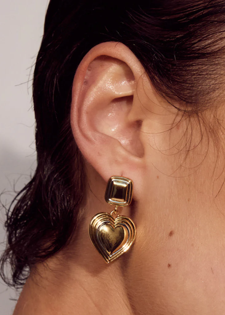 Two-Tone Heart Earrings