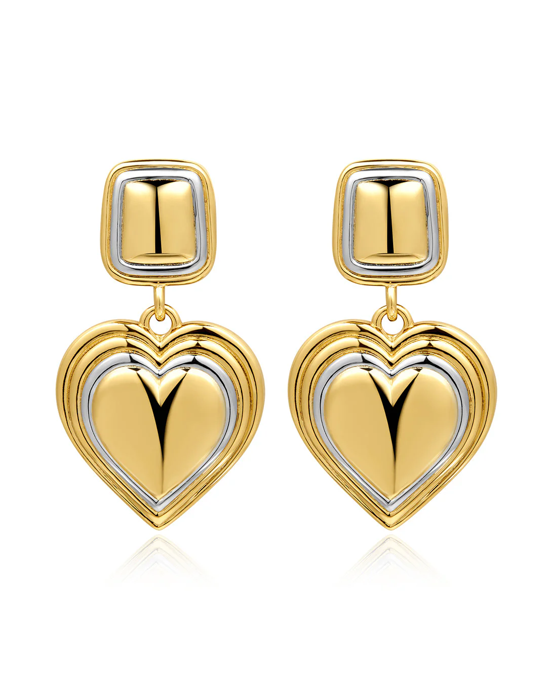 Two-Tone Heart Earrings - Image 2