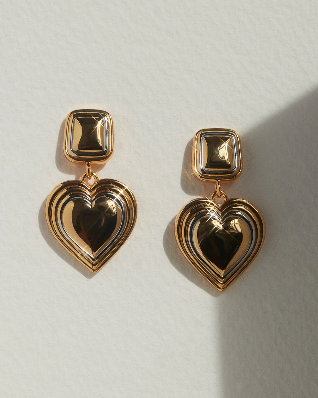 Two-Tone Heart Earrings - Image 5