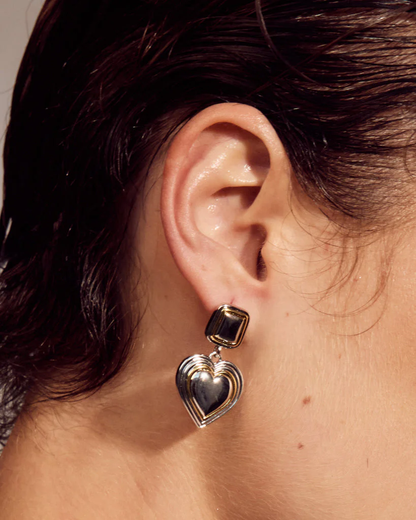 Two-Tone Heart Earrings - Image 6