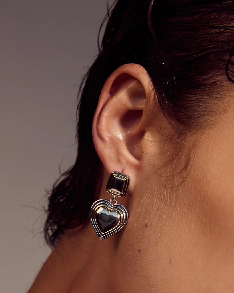 Two-Tone Heart Earrings - Image 7