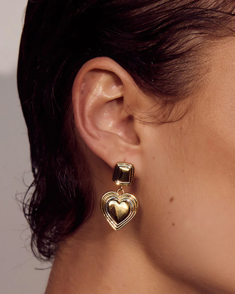 Two-Tone Heart Earrings - Image 8
