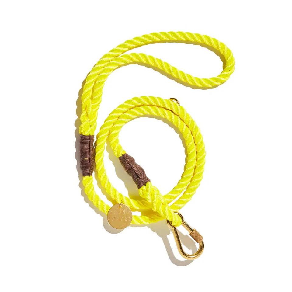 Up-Cycled Rope Dog Leash - Neon Yellow