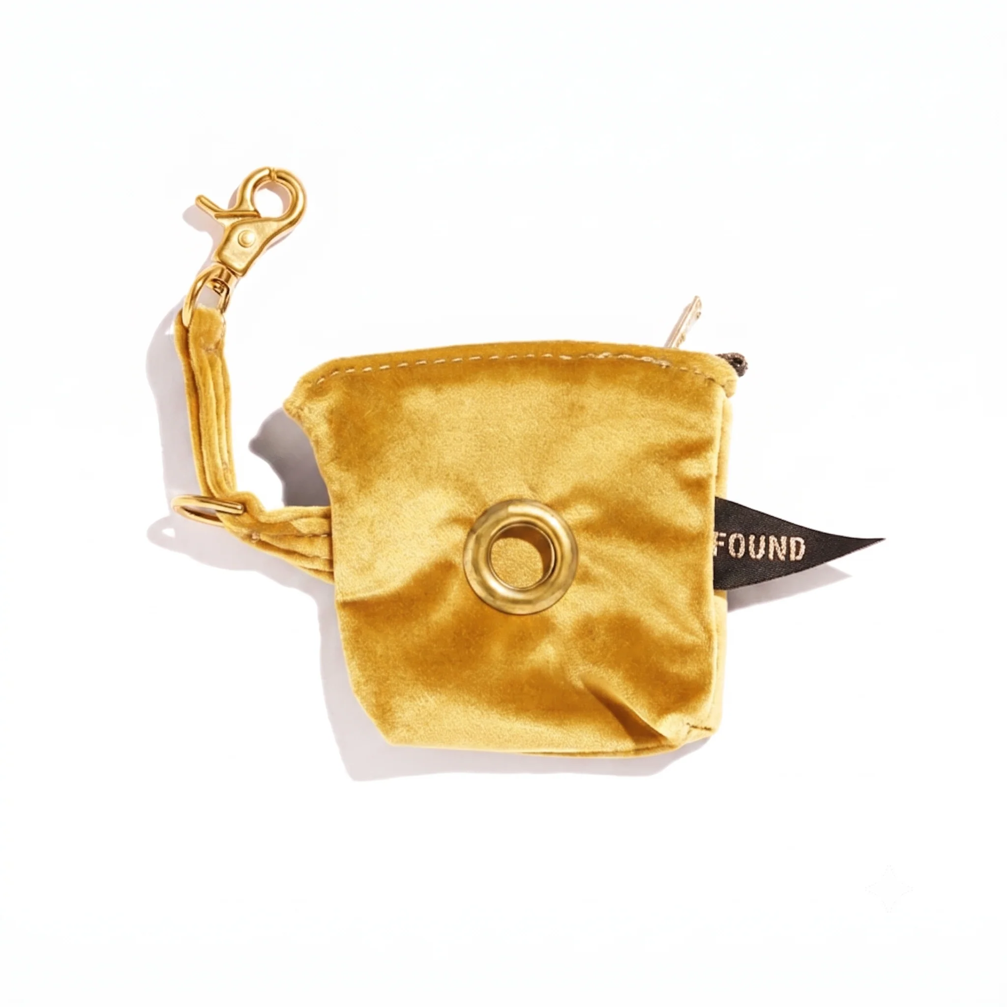 Velvet Poop Bag Pouch - Gold