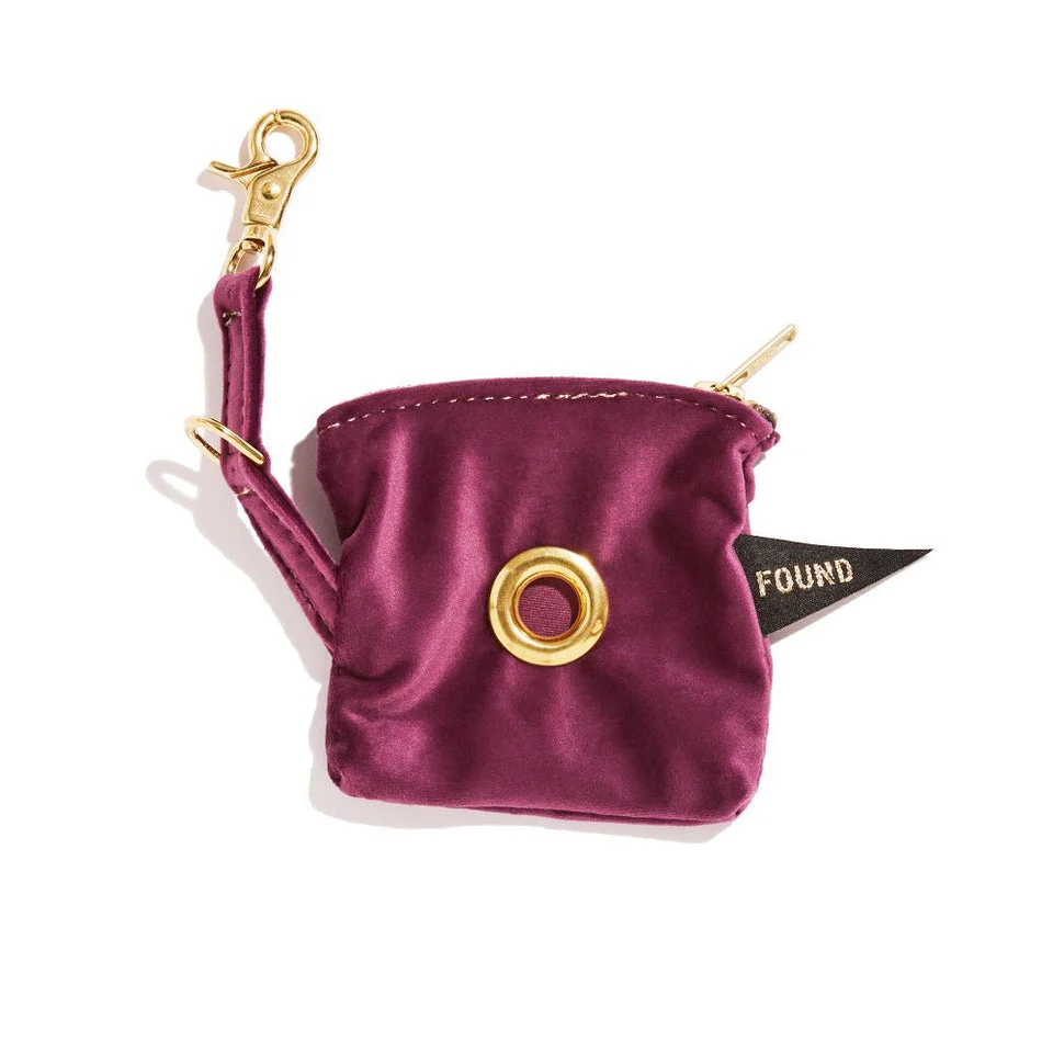 Velvet Poop Bag Pouch - Purple