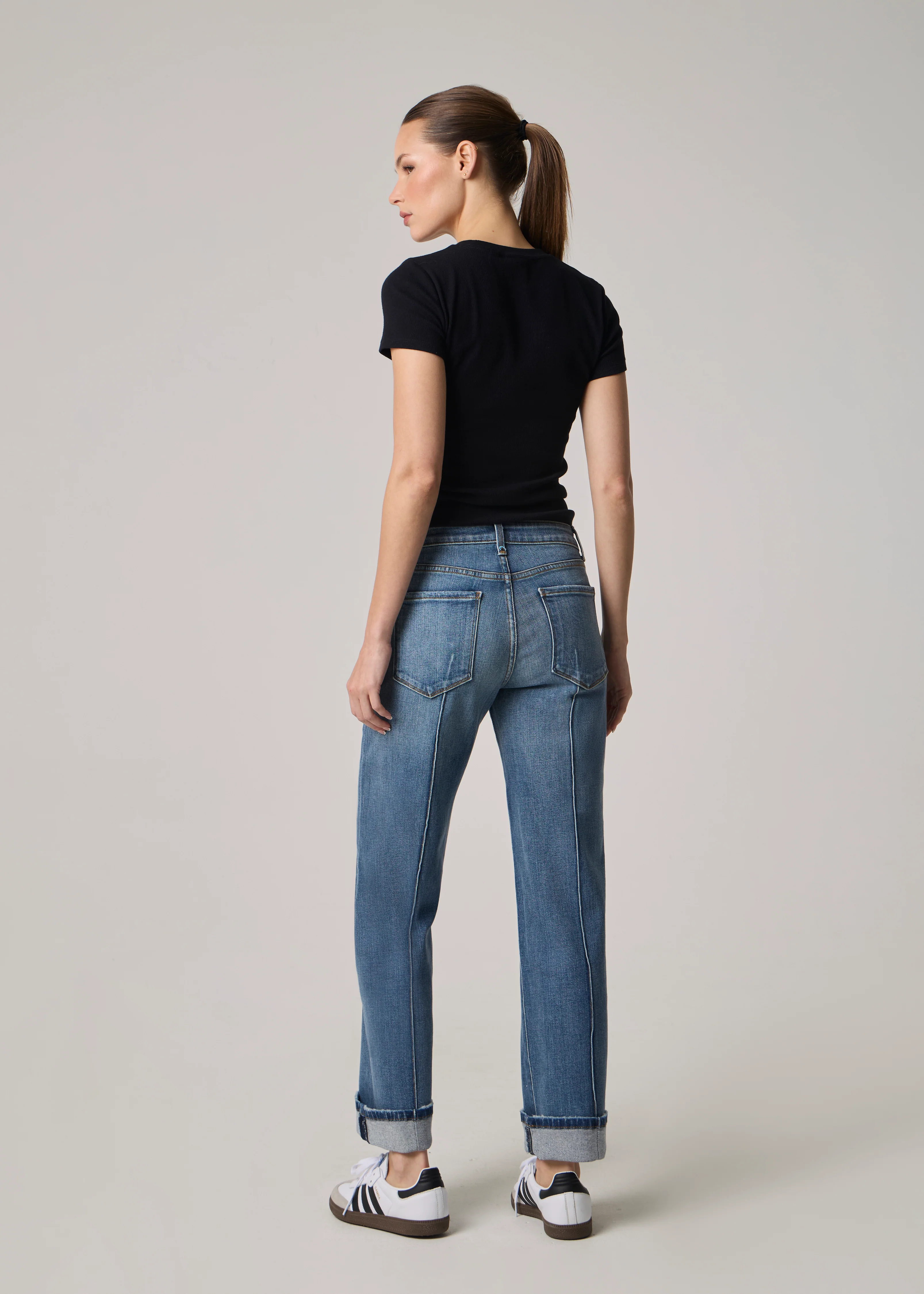 Vincent High Rise Cuffed Wide Leg Jeans - Medium Denny - Image 3