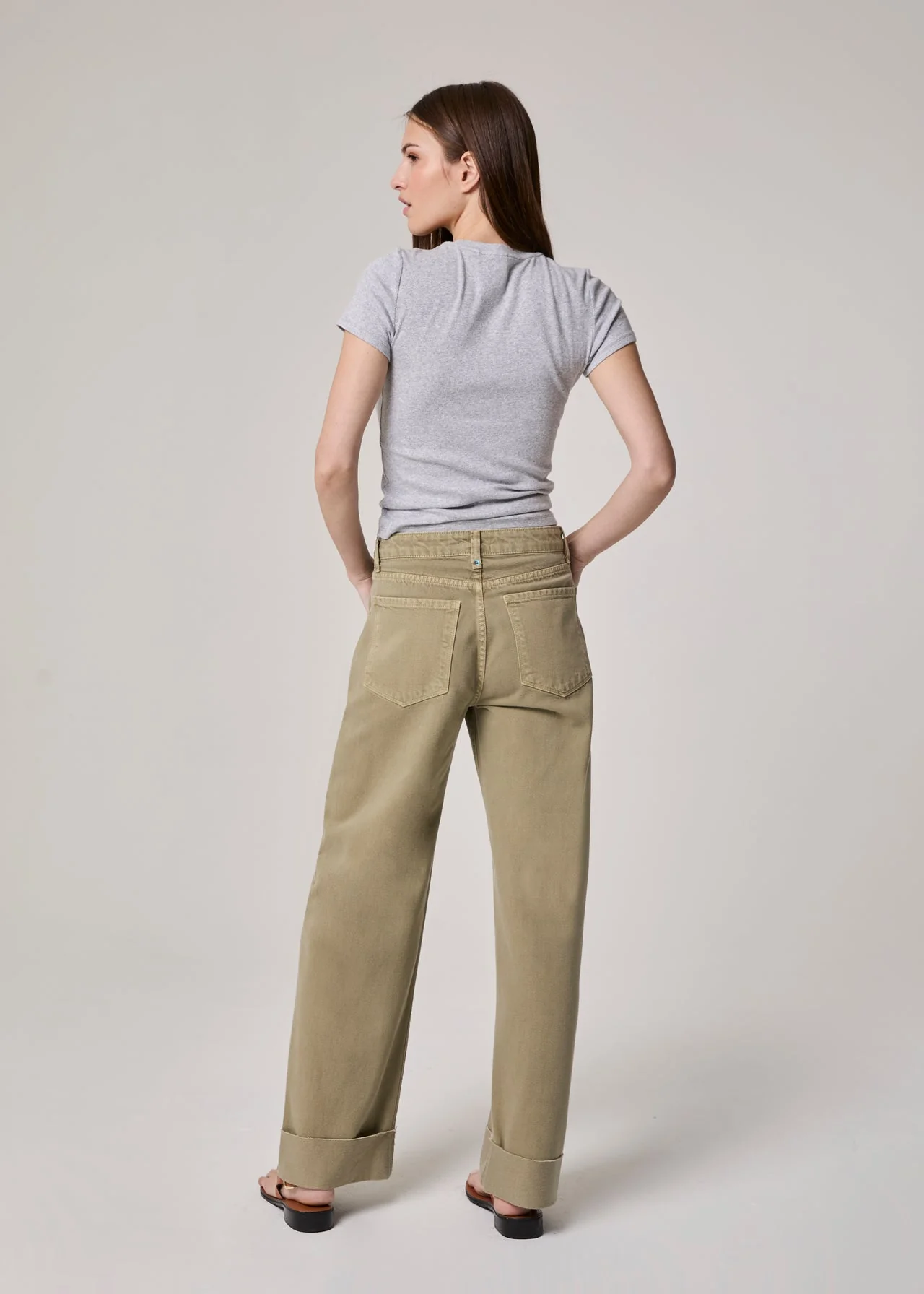 Vincent High Rise Roll Up Raw Hem - Moss - Image 2