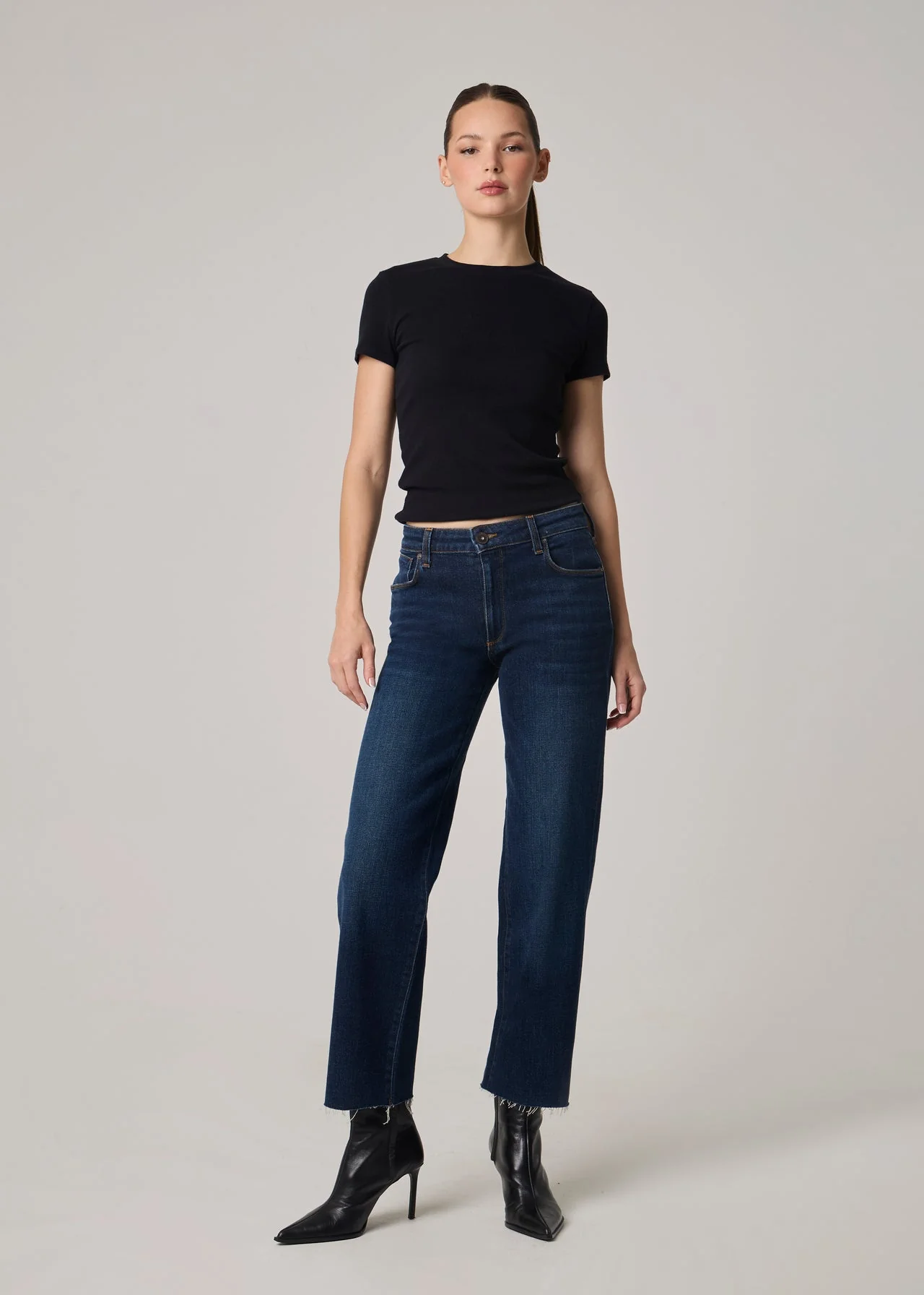 Vincent Mid Rise Wide Straight Leg - Dark Duval Wash
