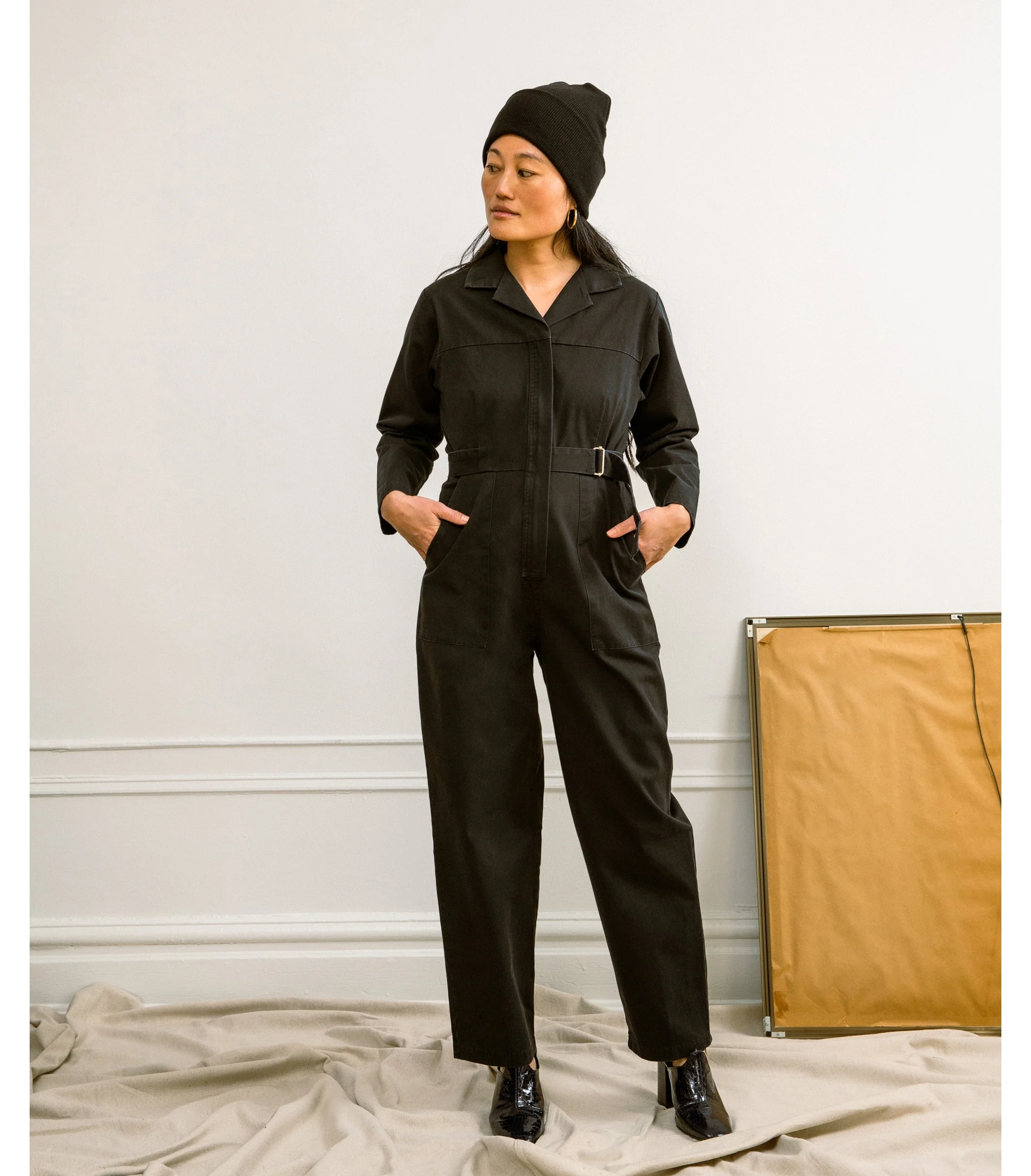 Wallis Long Sleeve Zip Jumpsuit - Black - Image 3
