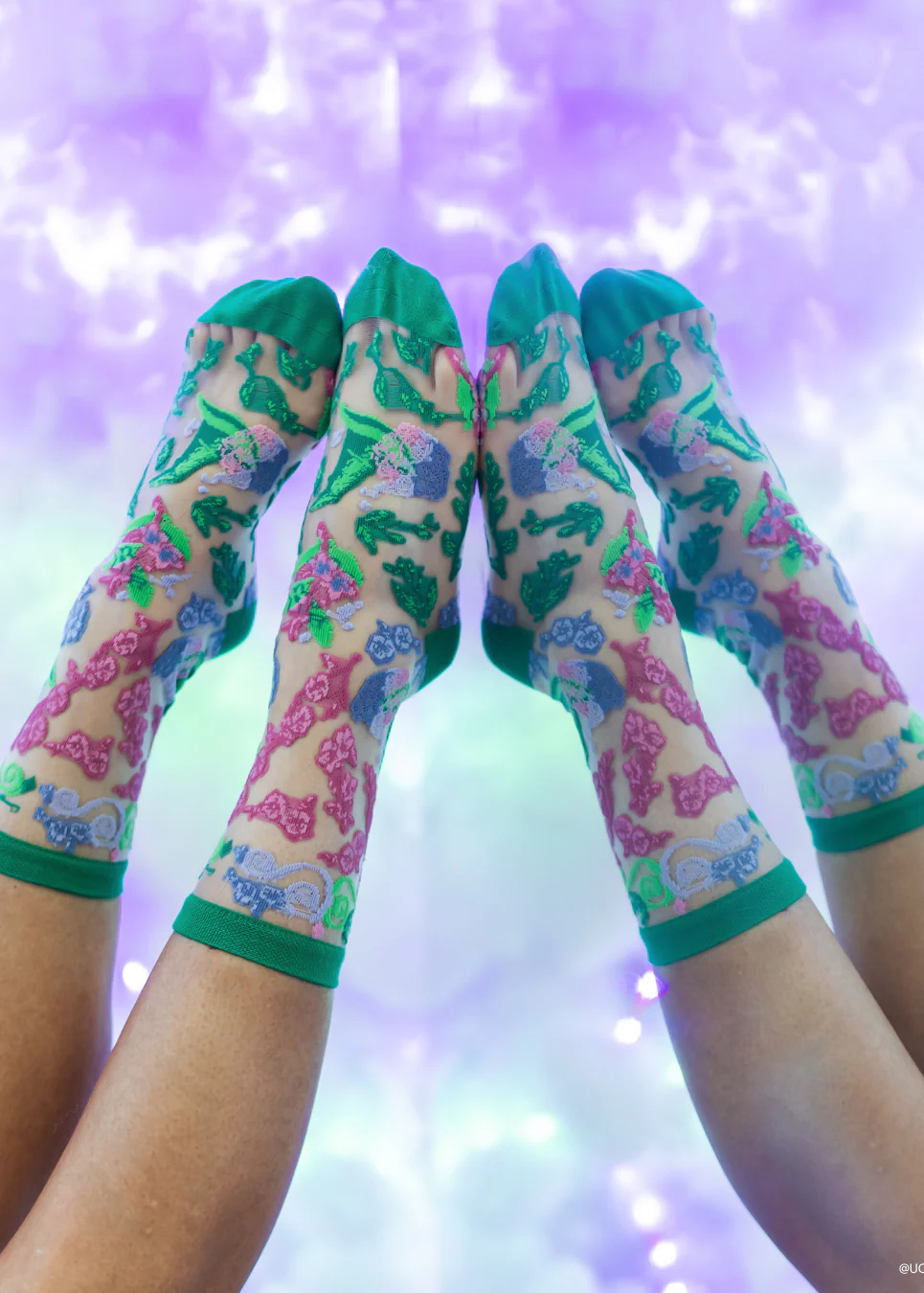 Wicked For Good Floral Sheer Crew Sock