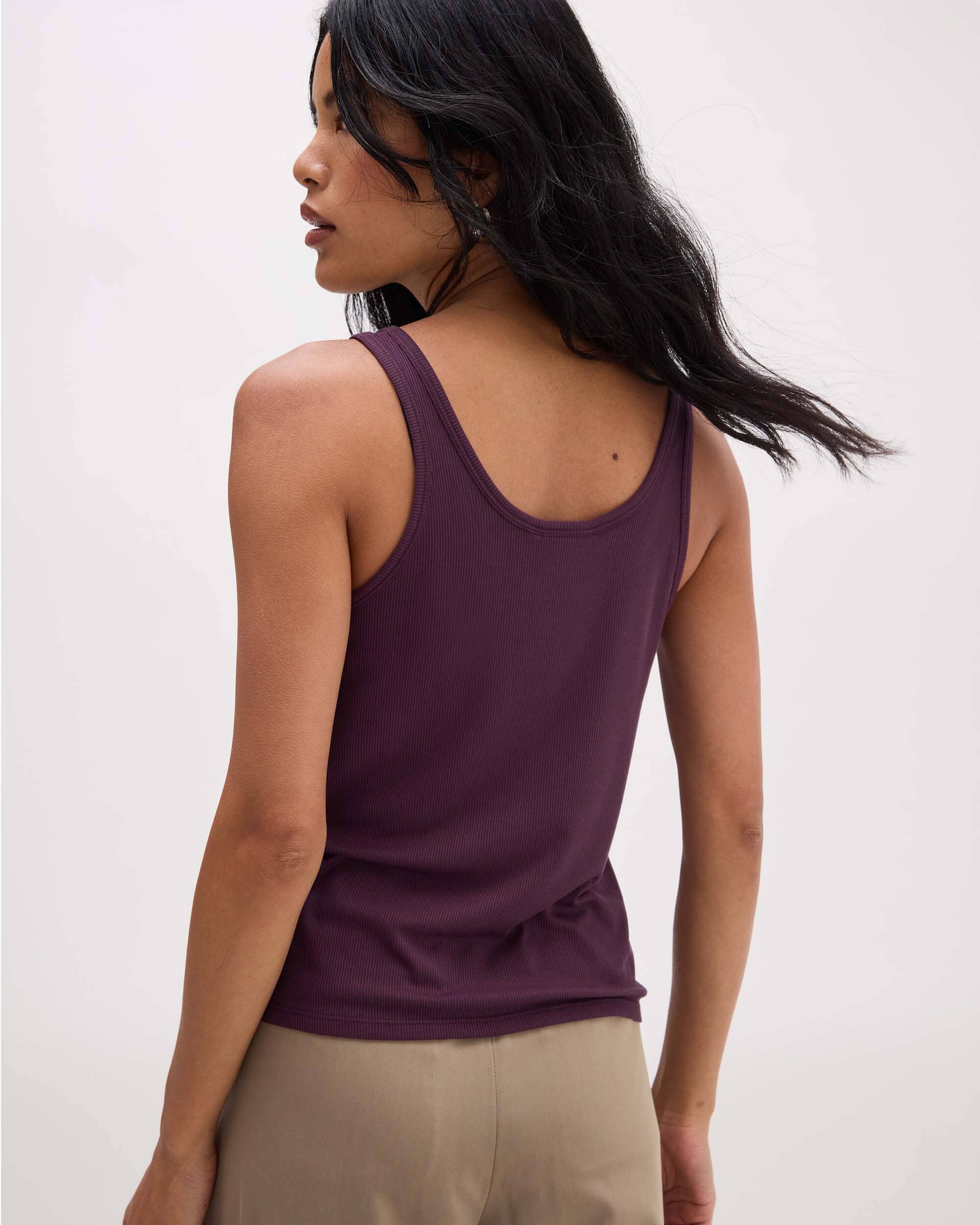 Baby Rib Scoop Tank - Plum Wine - Image 4