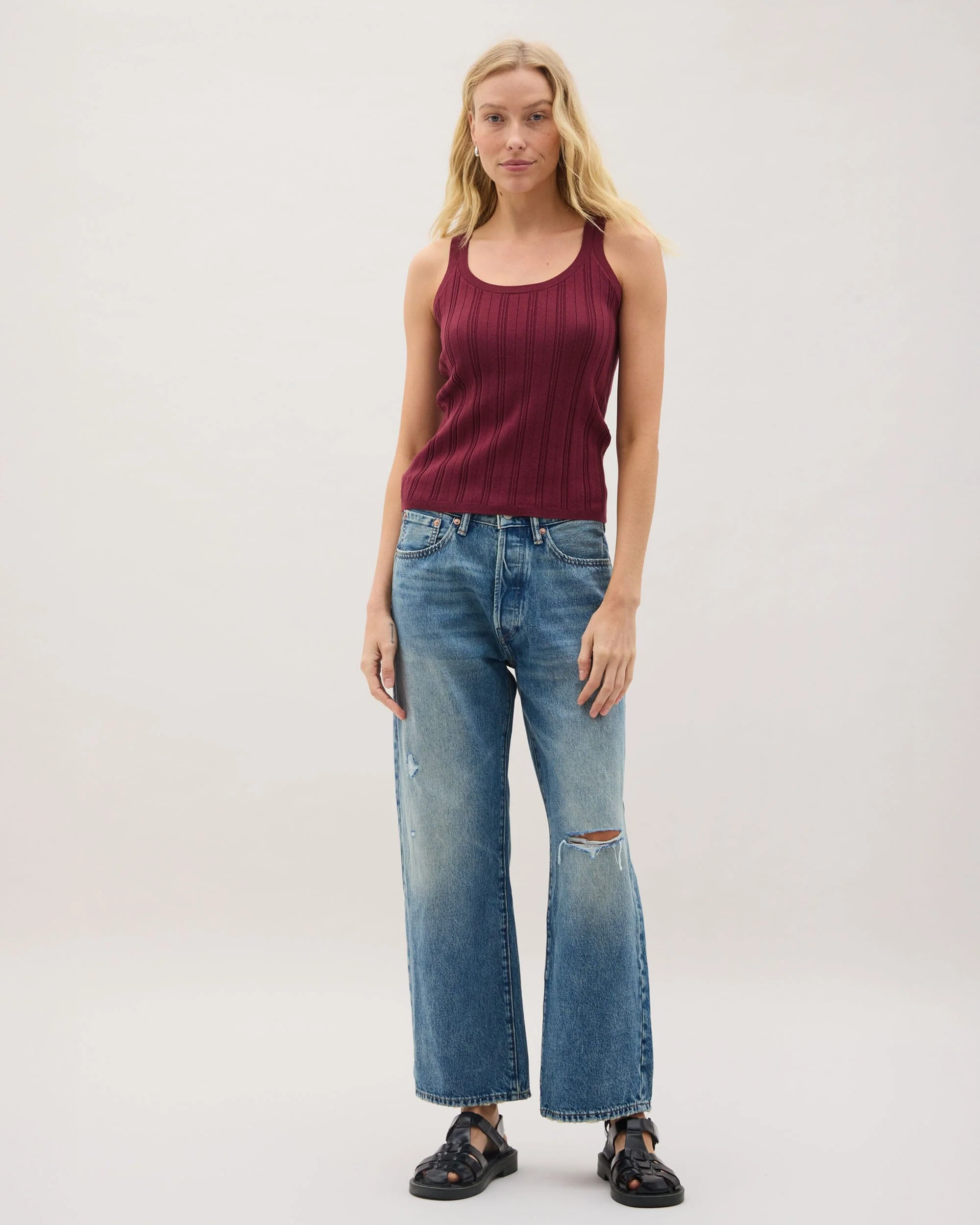 Monica Tank - Burgundy - Image 2