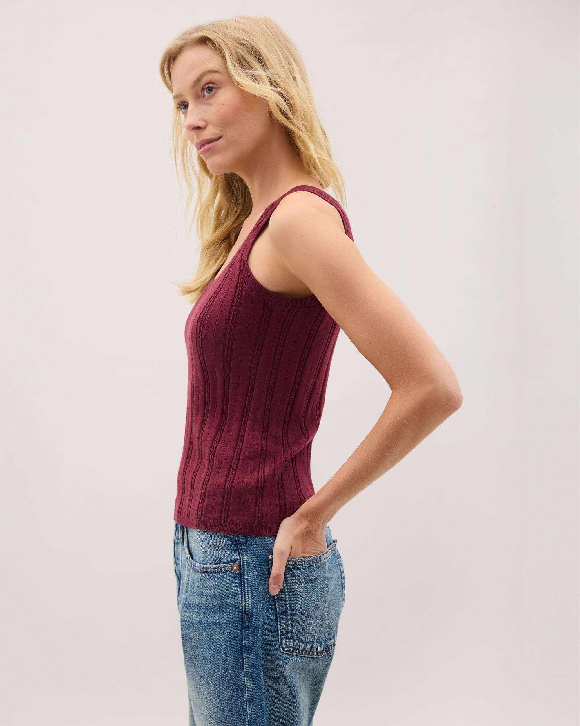 Monica Tank - Burgundy - Image 3