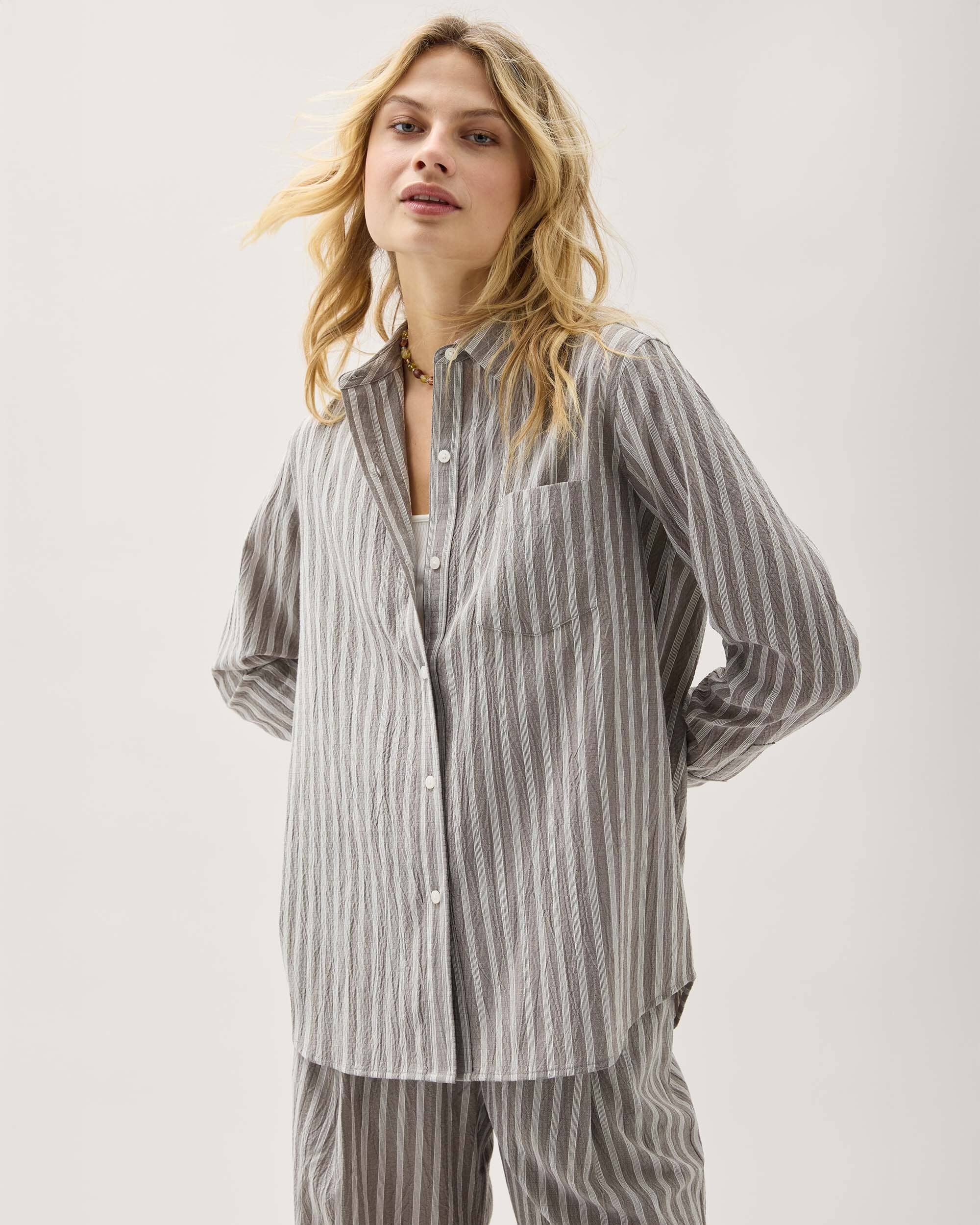 Palermo Button Up - Black Stripe