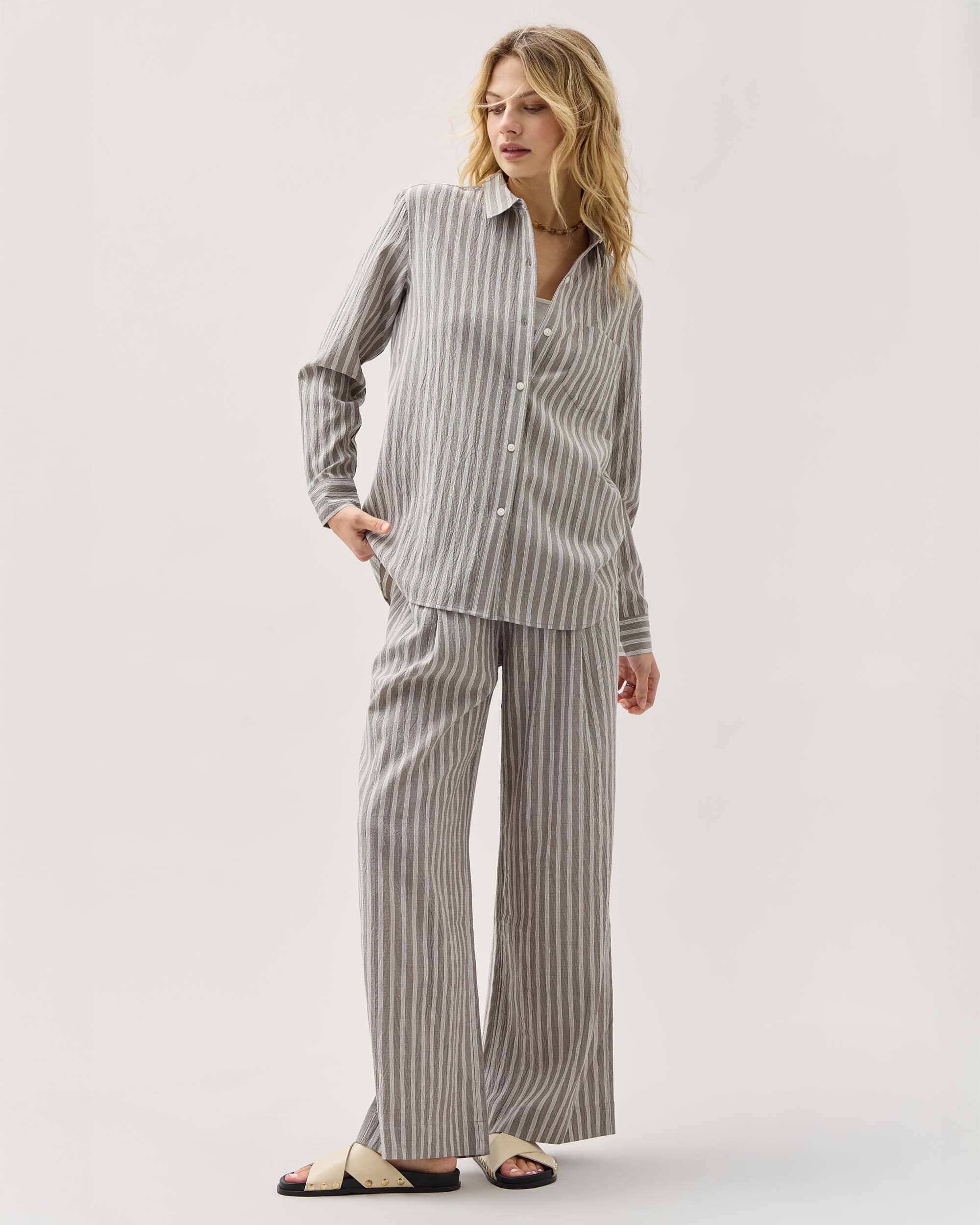 Palermo Button Up - Black Stripe - Image 2