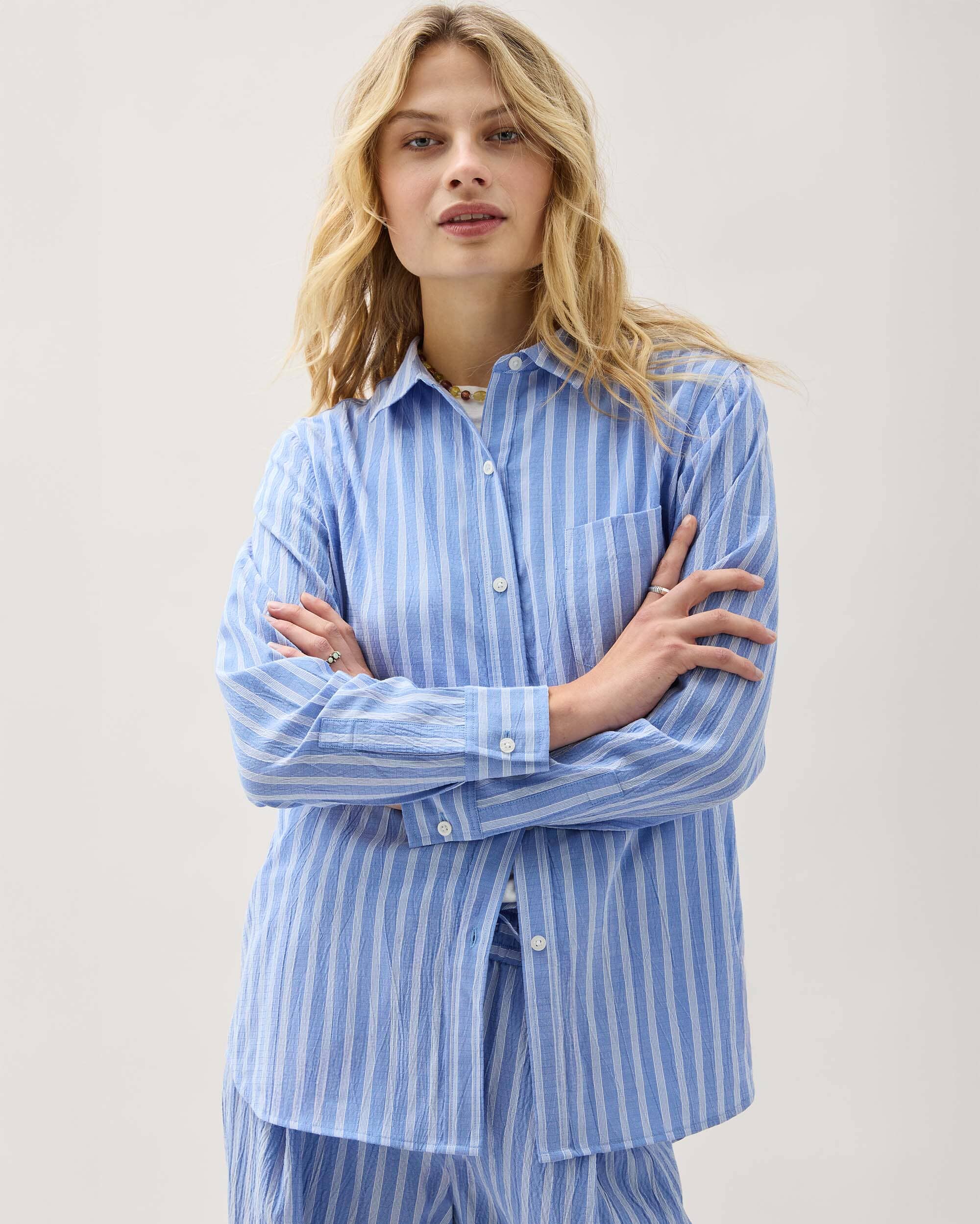 Palermo Button Up - Oxford Blue Stripe