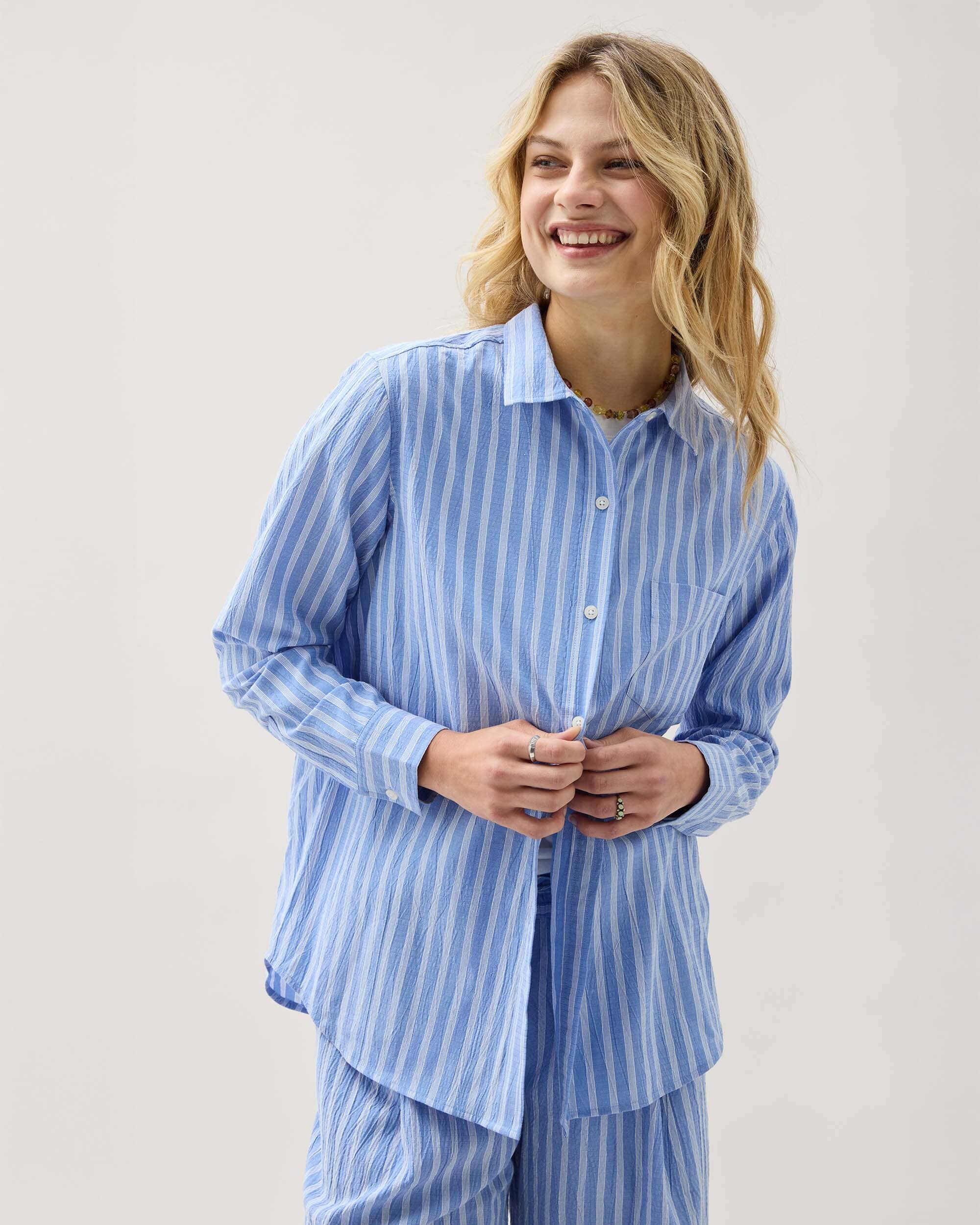 Palermo Button Up - Oxford Blue Stripe - Image 4