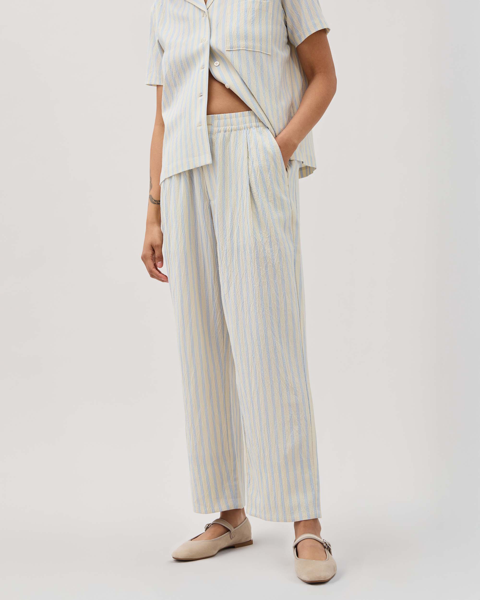 Palermo Street Pant - Vanilla Blue Stripe