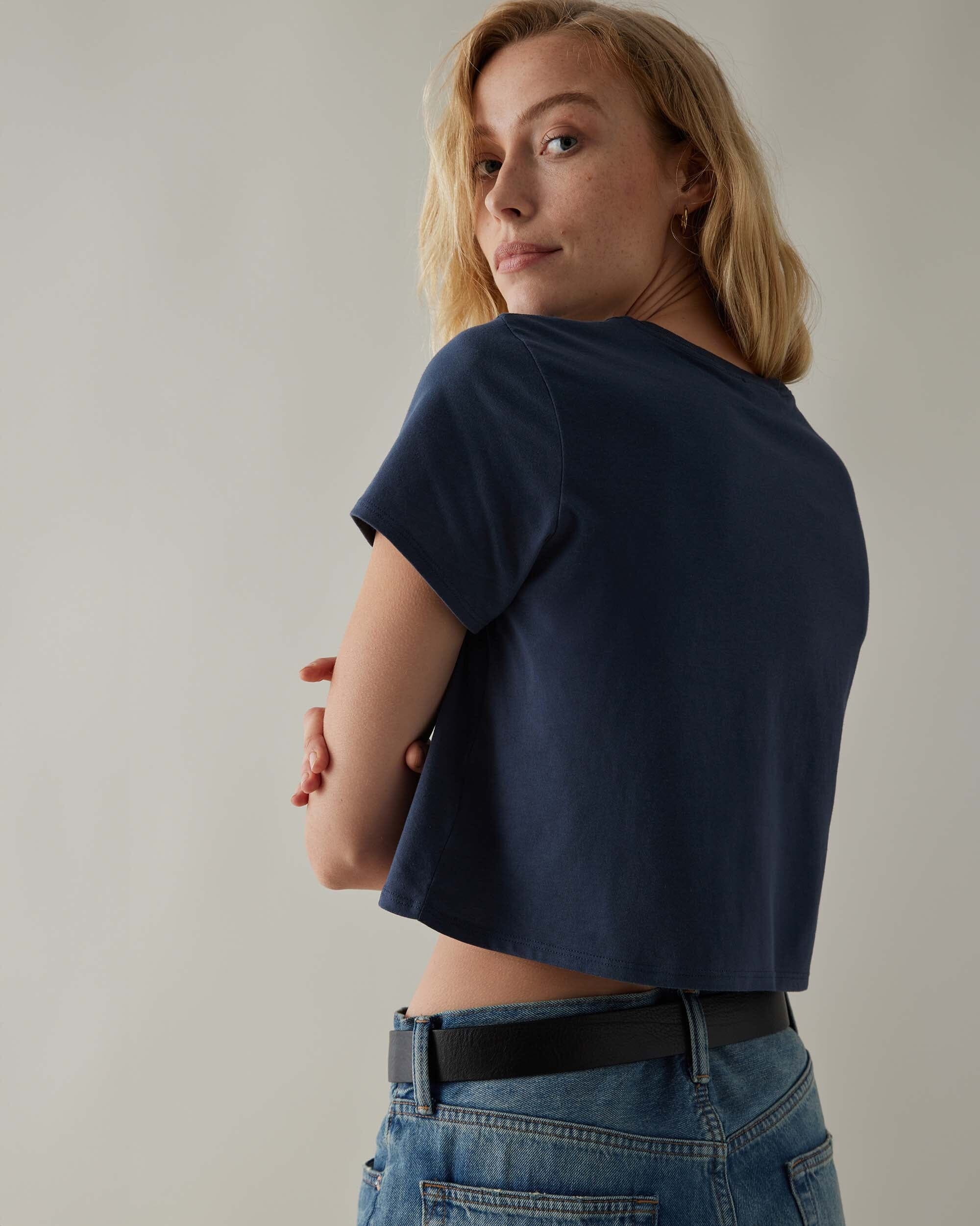 Pima Boxy Crop Tee - Blue Nights - Image 3