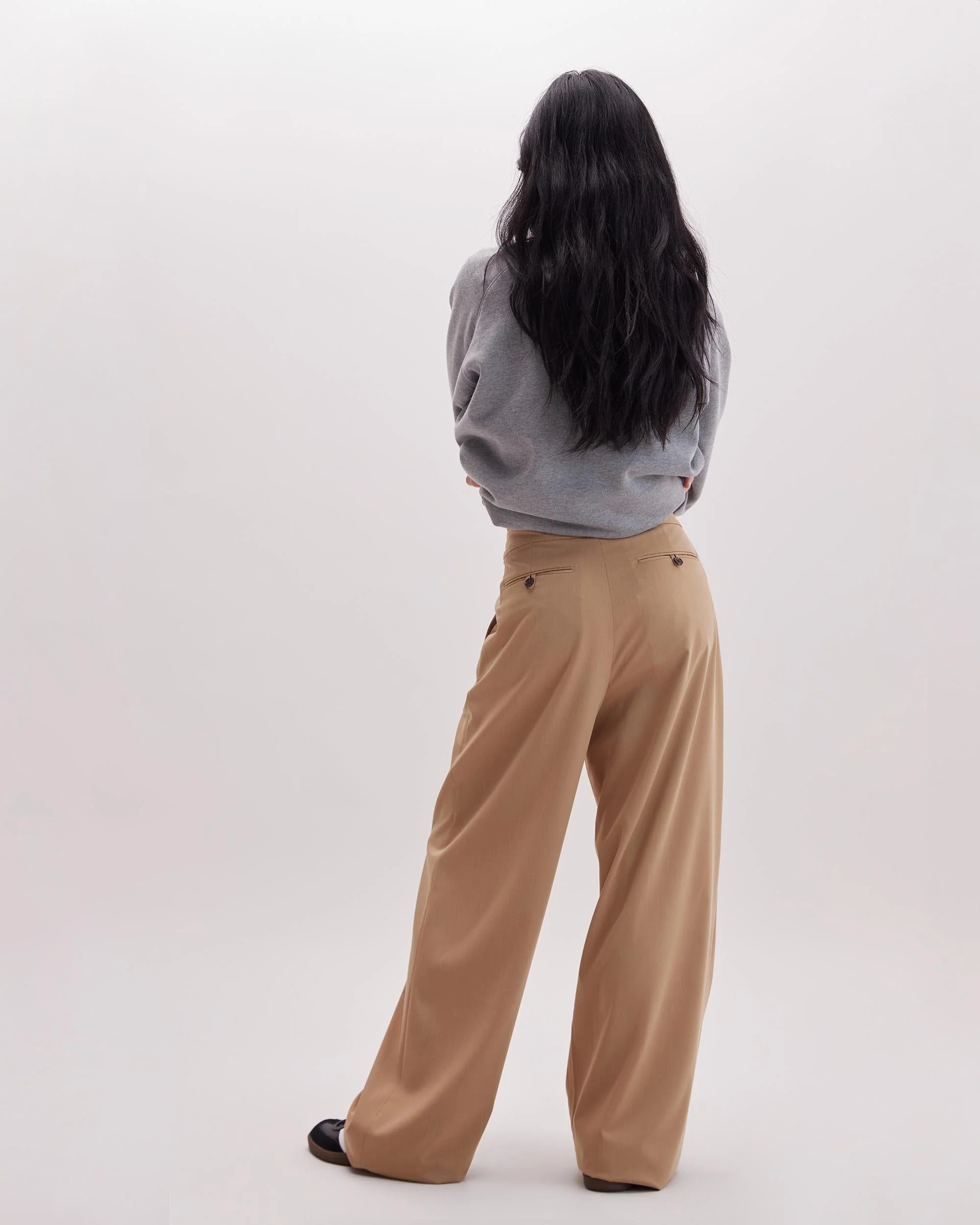 Womens Sophia Fluid Wide Leg Trouser - Khaki - Image 4