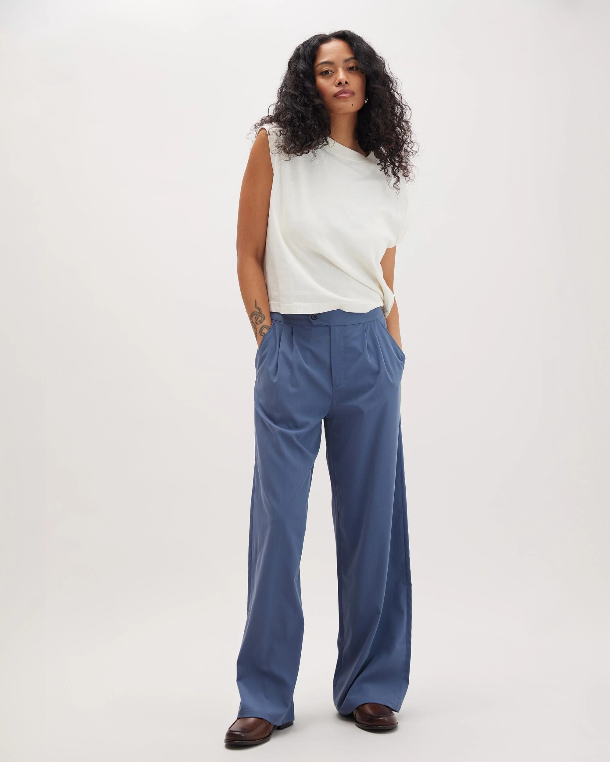Sophia Fluid Wide Leg Trouser - Vintage Indigo