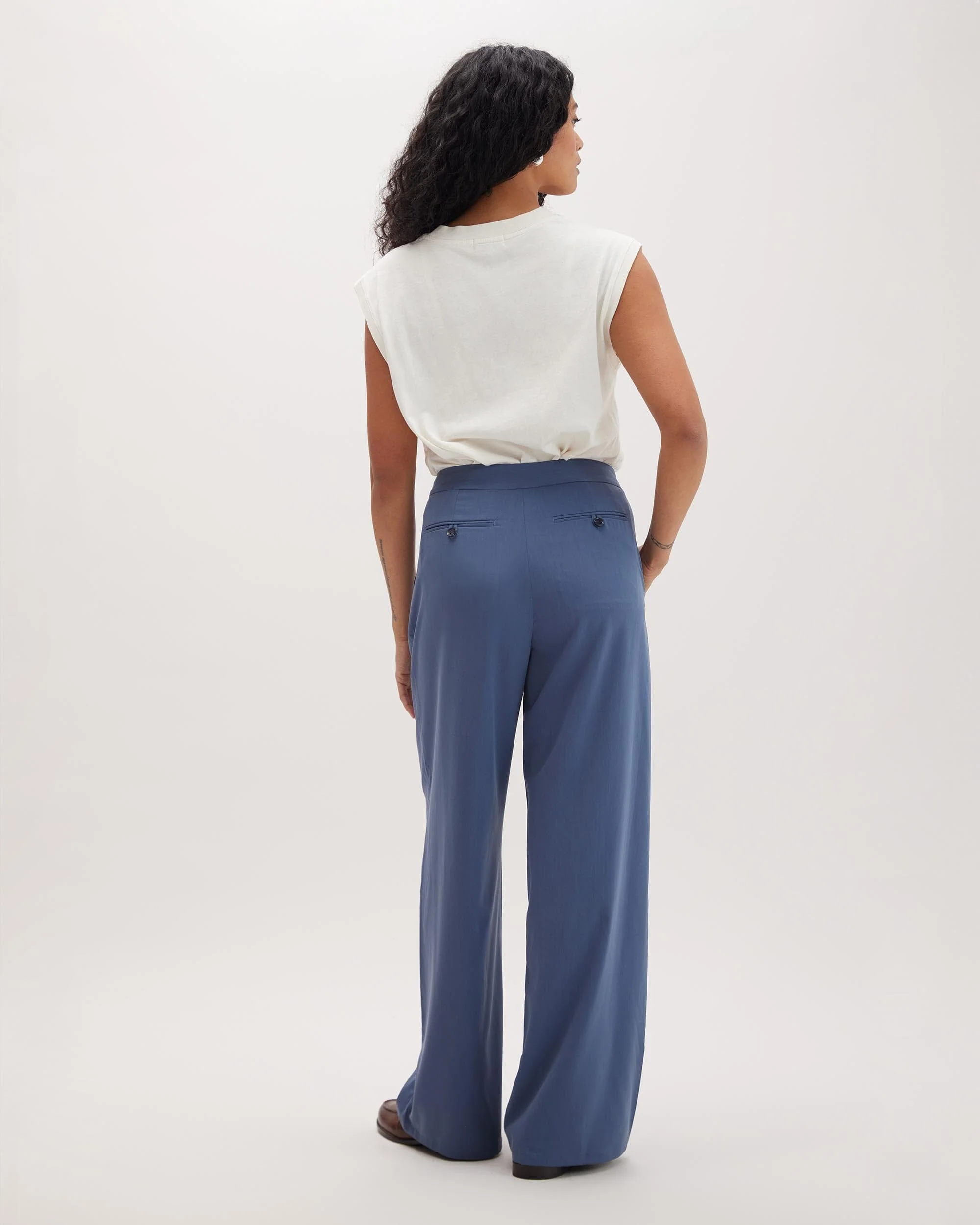 Sophia Fluid Wide Leg Trouser - Vintage Indigo - Image 3