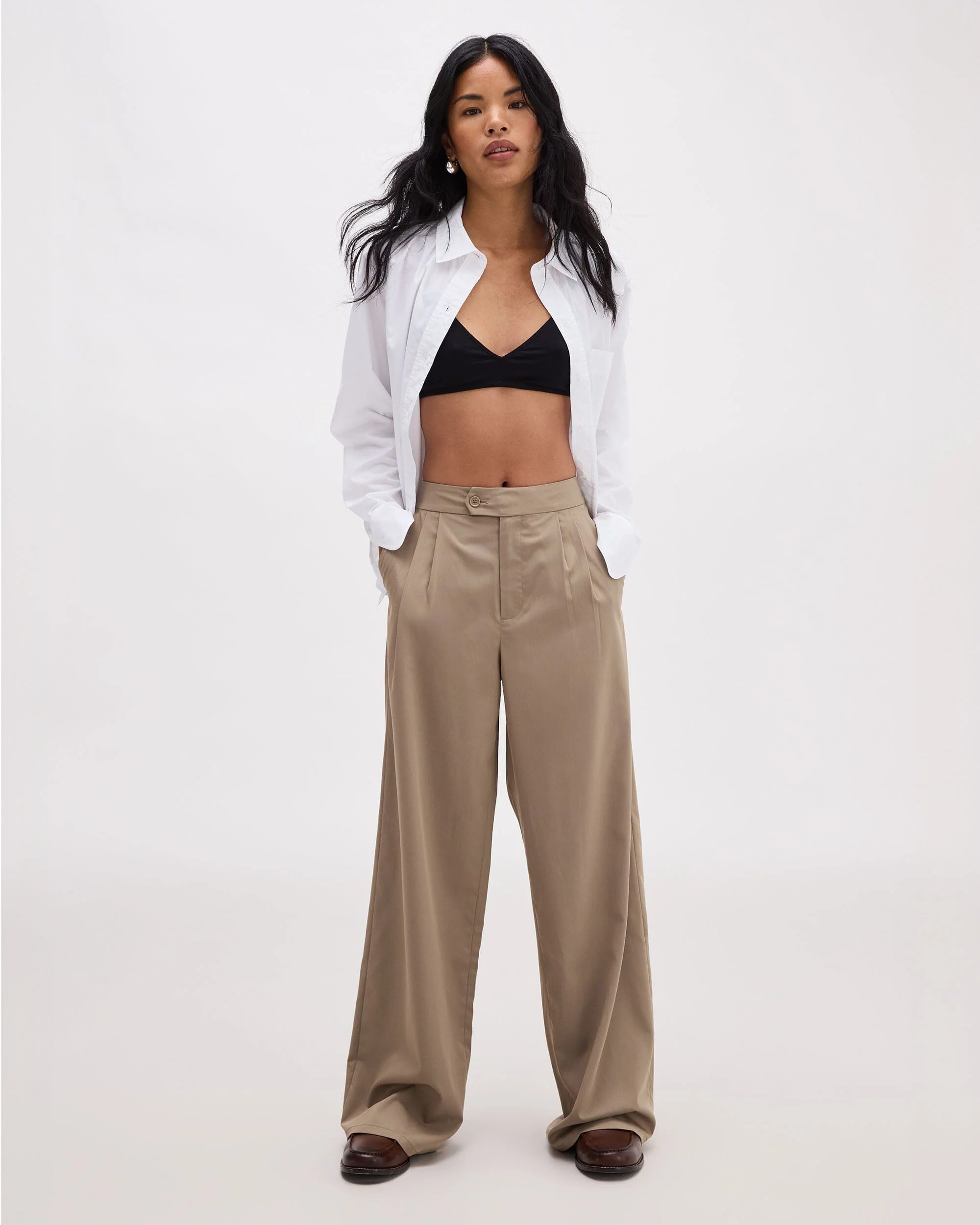 Sophia Fluid Wide Leg Trouser - Warm Grey