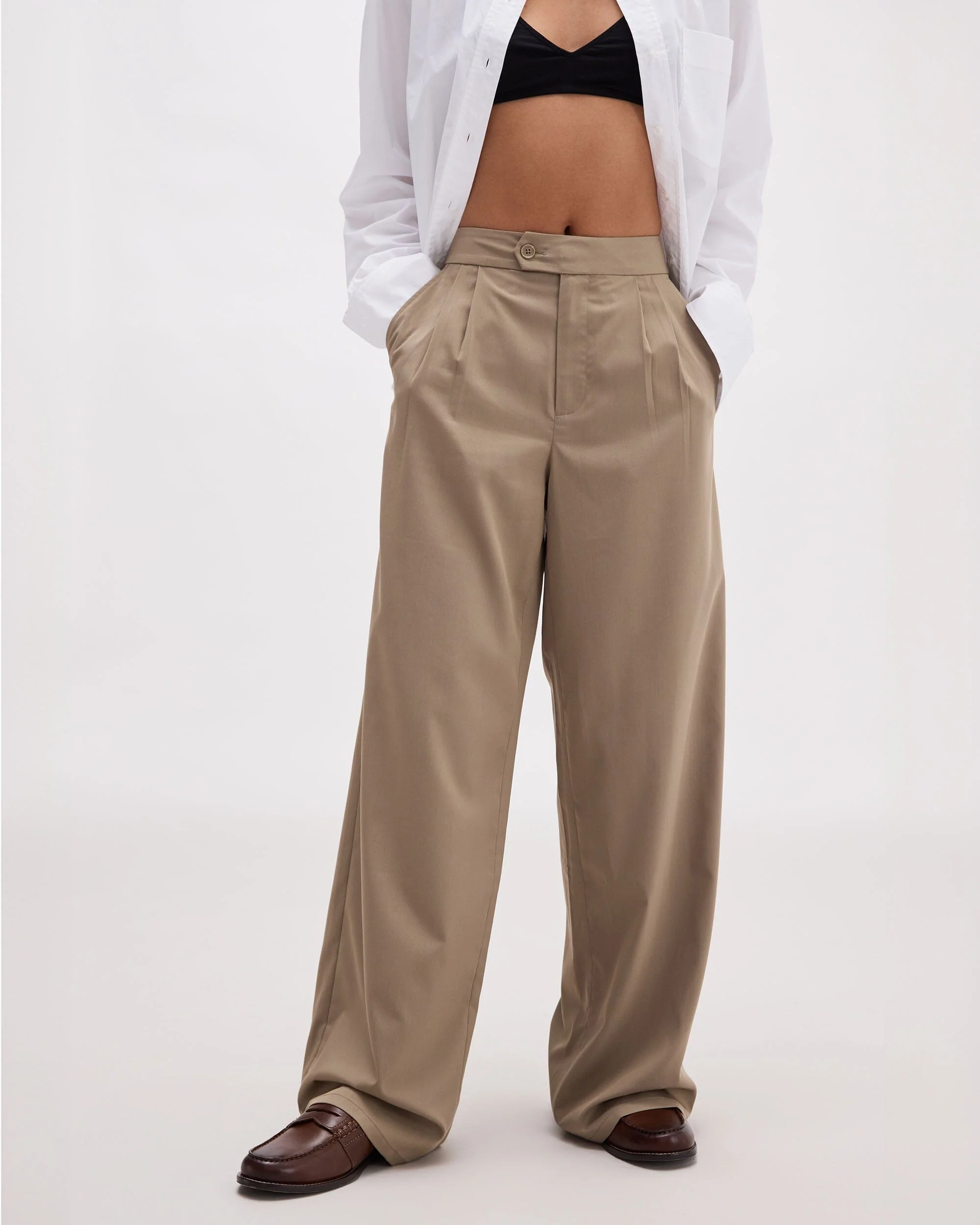 Sophia Fluid Wide Leg Trouser - Warm Grey - Image 2