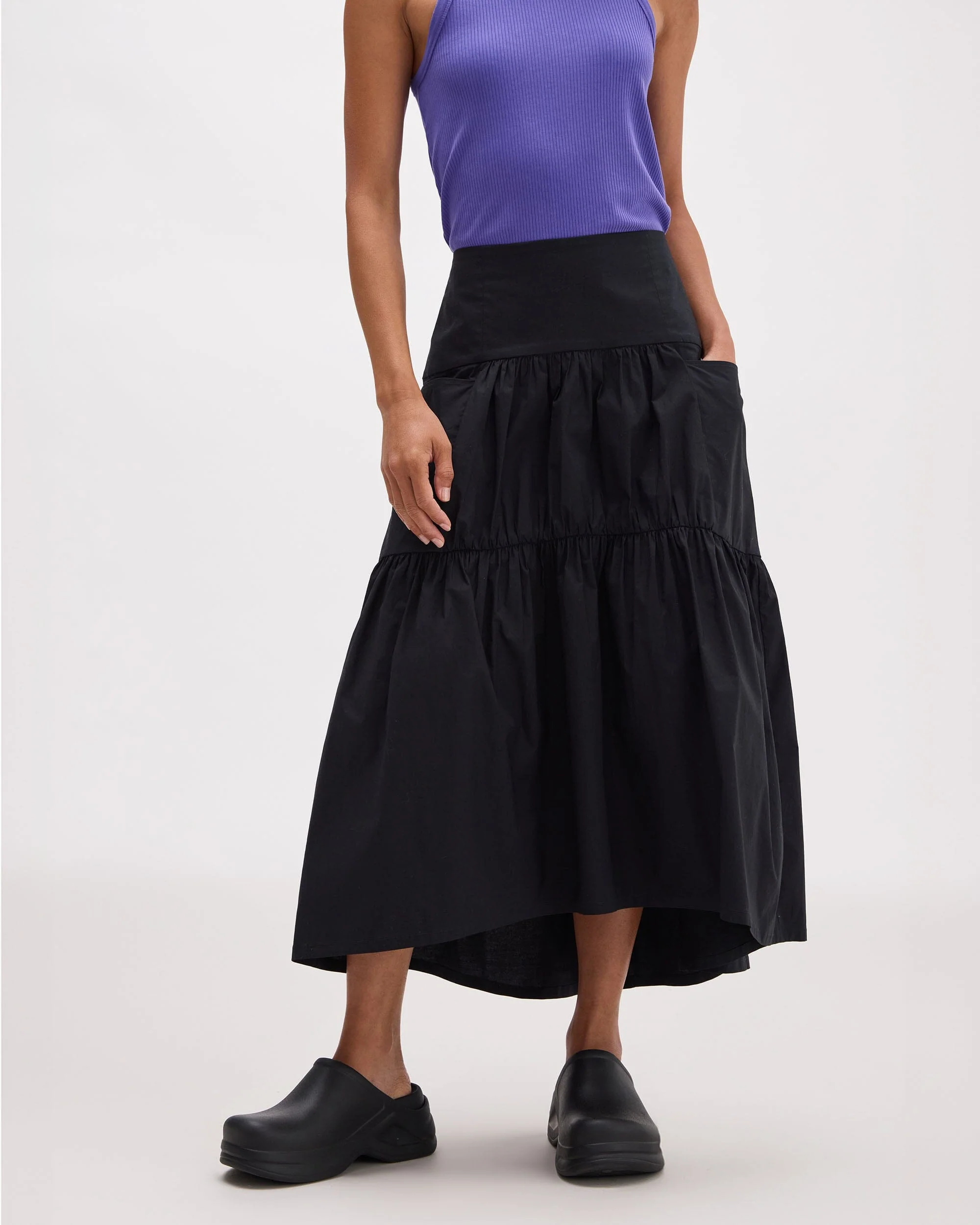 Stevie Tiered Maxi Skirt - Black