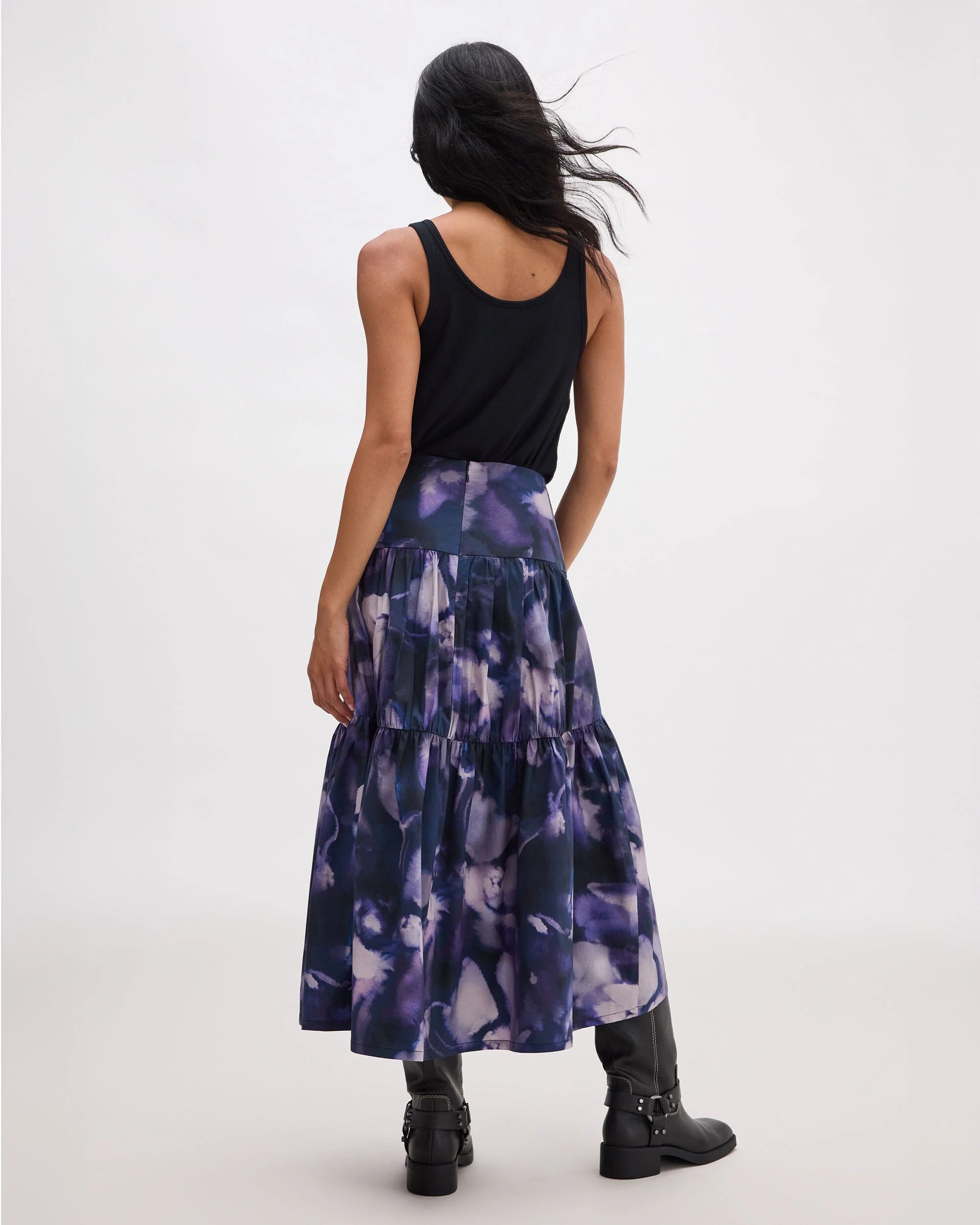 Stevie Tiered Maxi Skirt - Purple Ghost Floral - Image 4