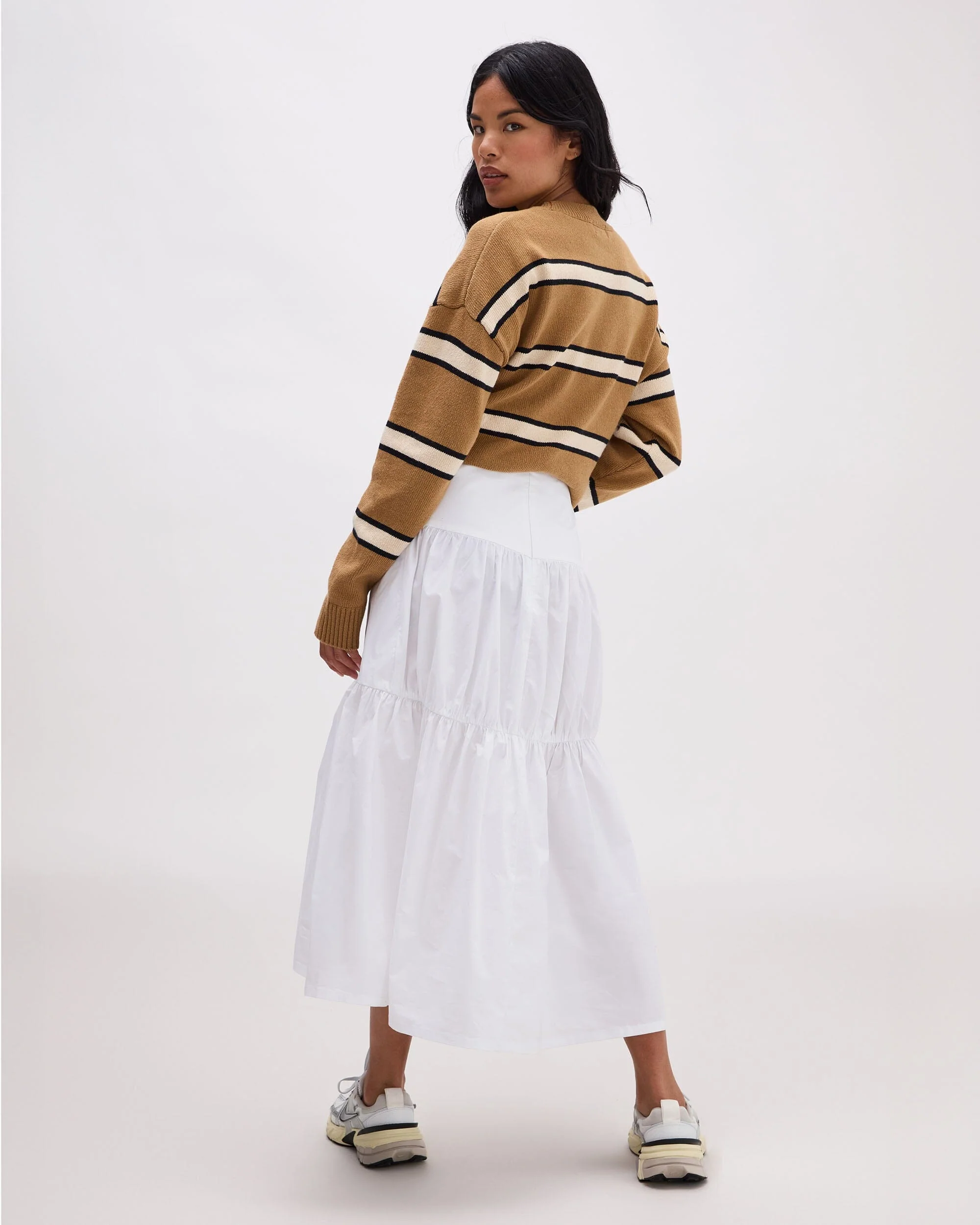 Womens Stevie Tiered Maxi Skirt - White - Image 6