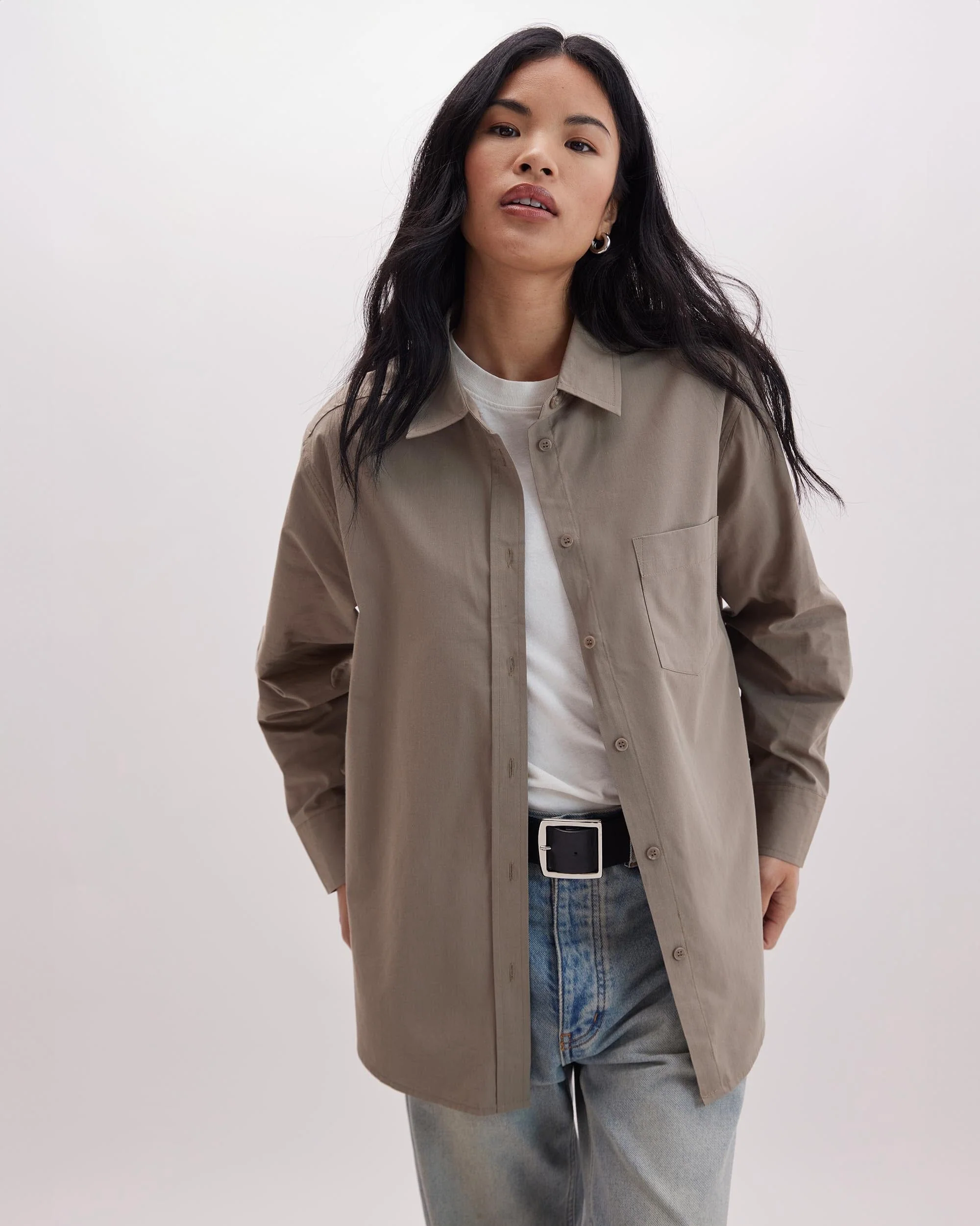 Venice Button Up Shirt - Warm Grey