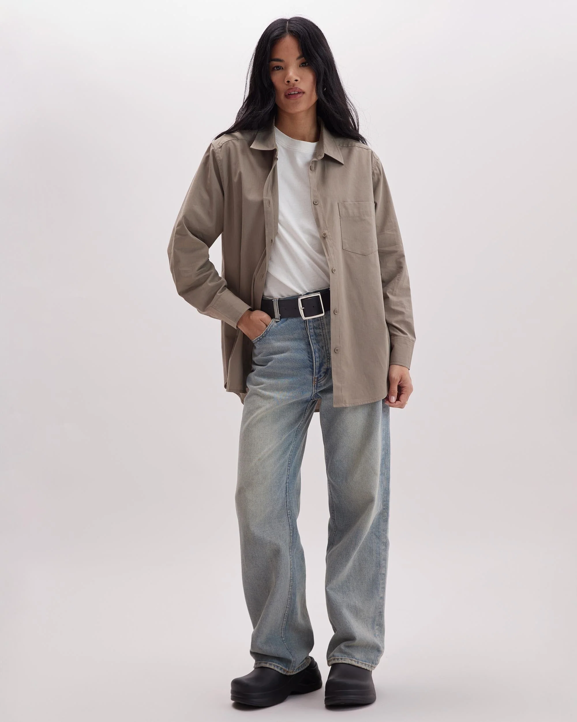 Venice Button Up Shirt - Warm Grey - Image 3