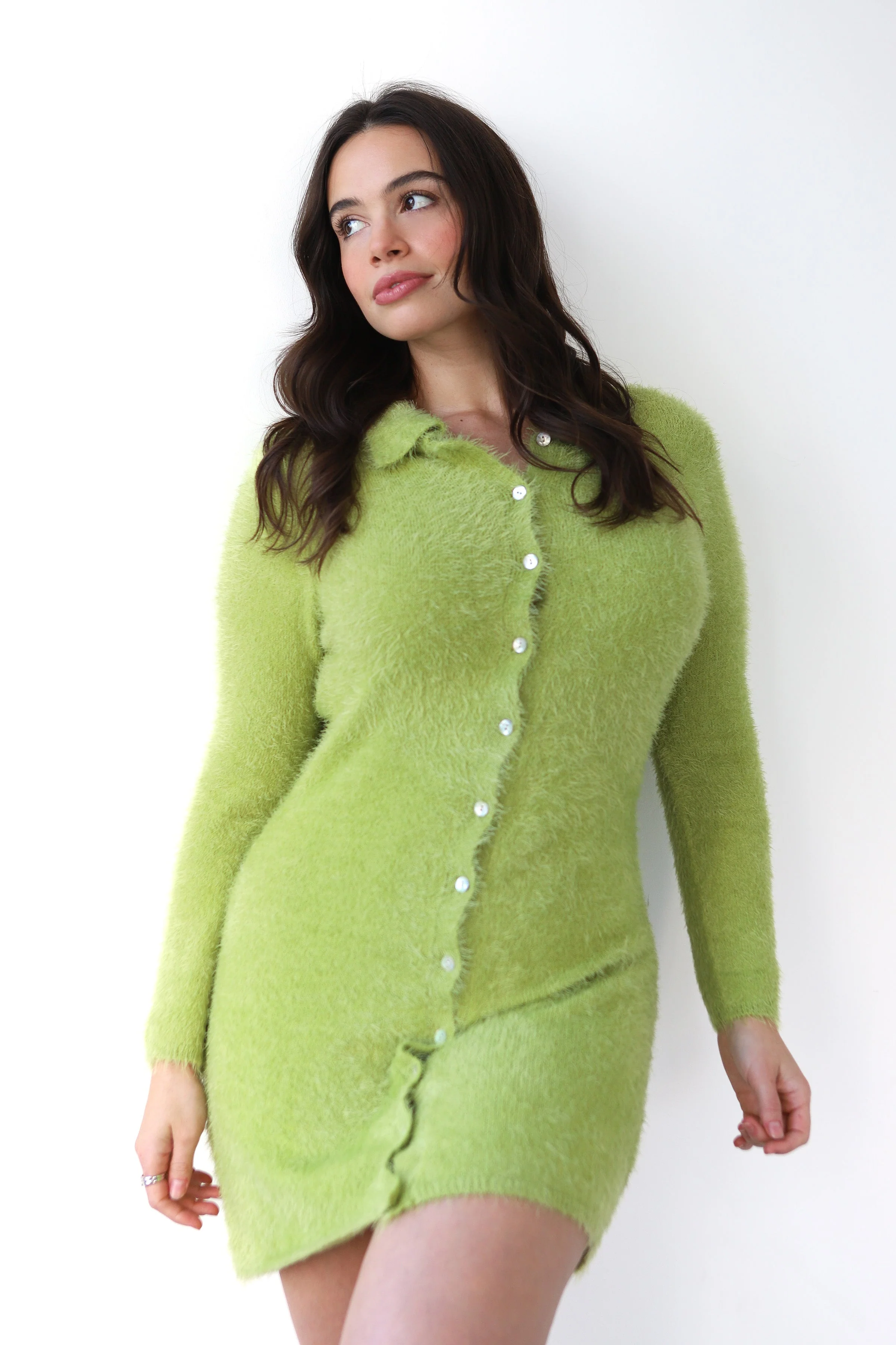 Wren Lash Mini Dress - Lime - Image 2