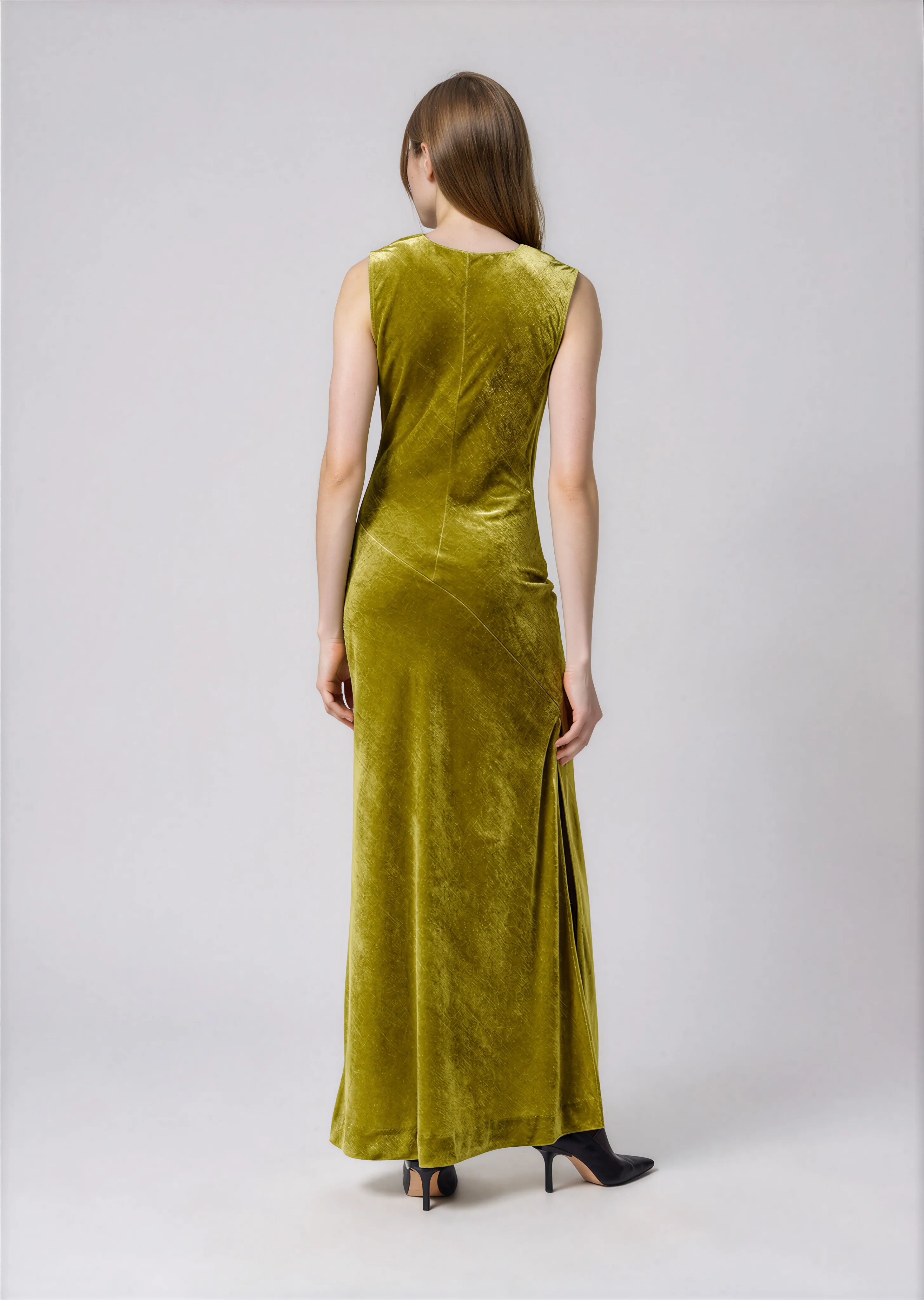 Charlie Velvet Dress - Green - Image 2