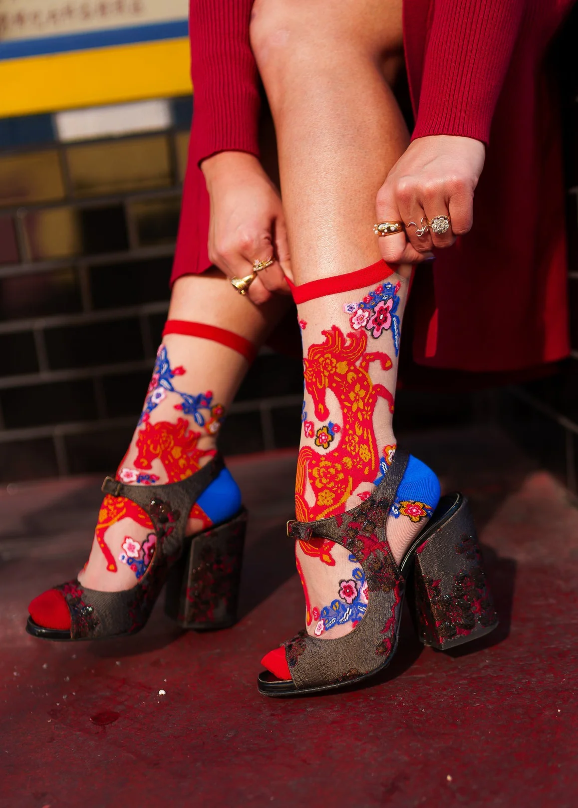 Year of the Horse Sheer Crew Sock
