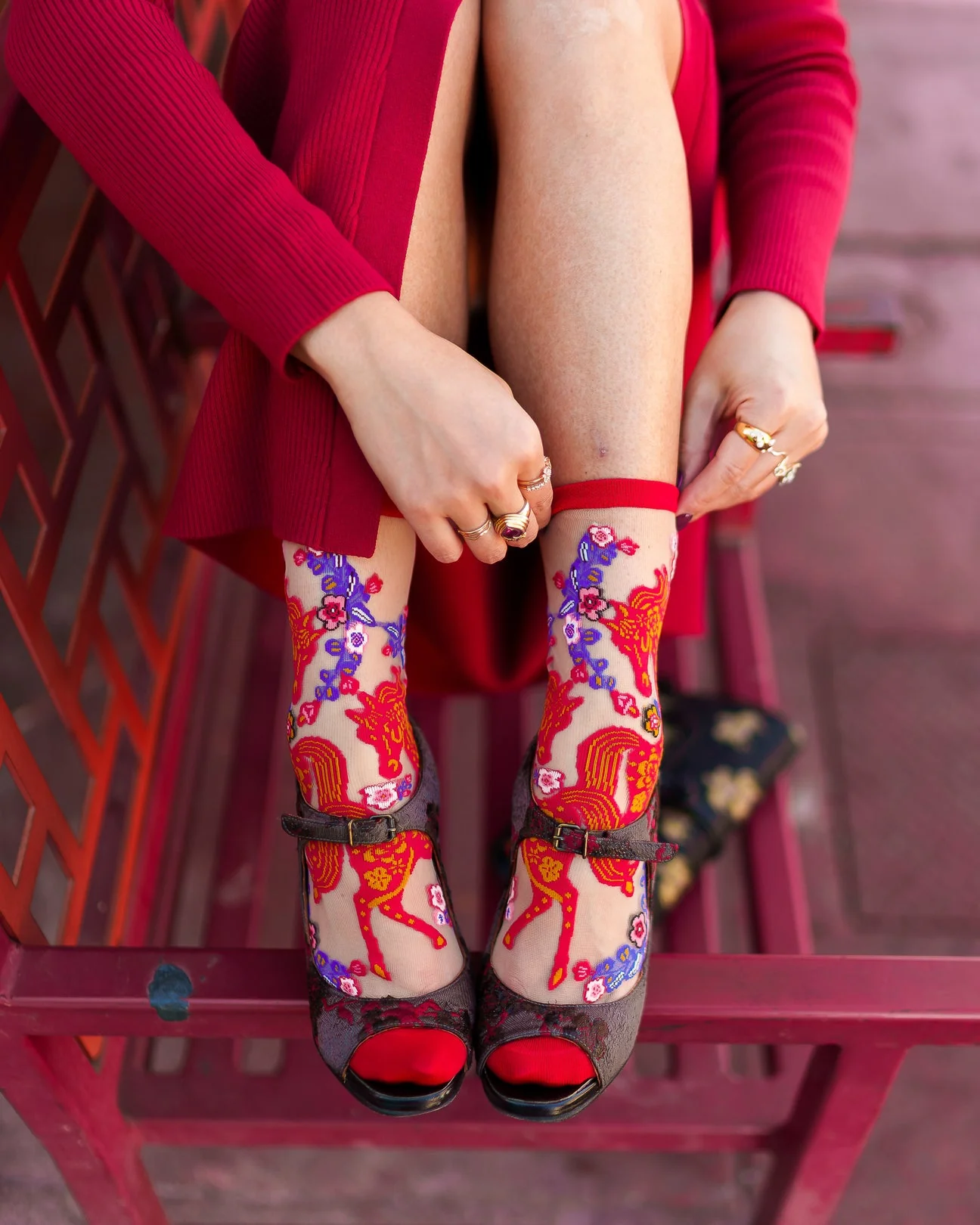 Year of the Horse Sheer Crew Sock - Image 3